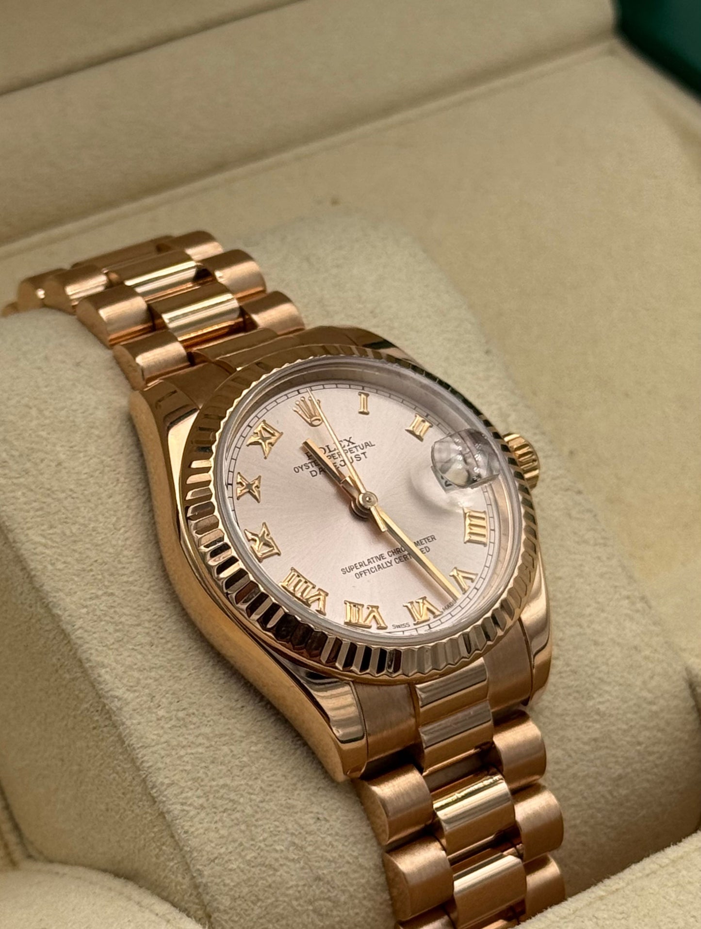 Rolex Datejust 31mm Rose Gold Sundust Dial
