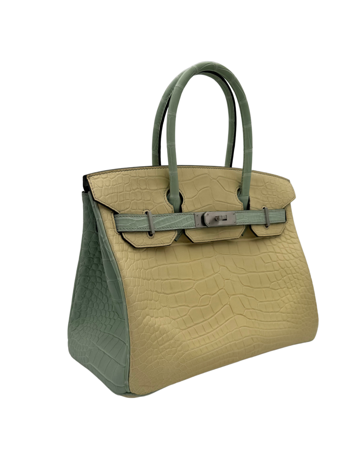 Hermès Birkin 30 HSS Alligator Vert D'Eau Jaune Poussin