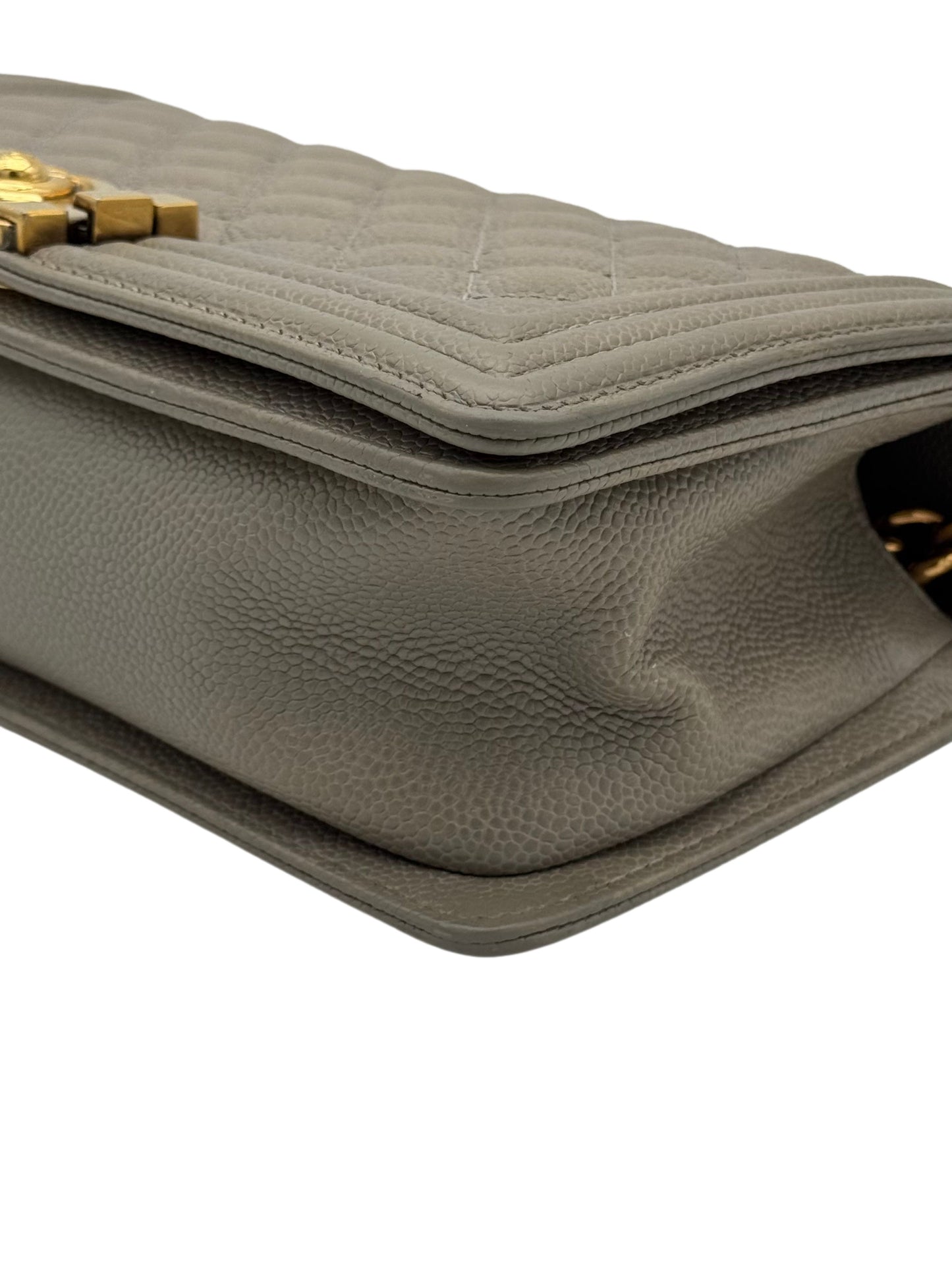 Chanel Boy Medium Beige Caviar Leather
