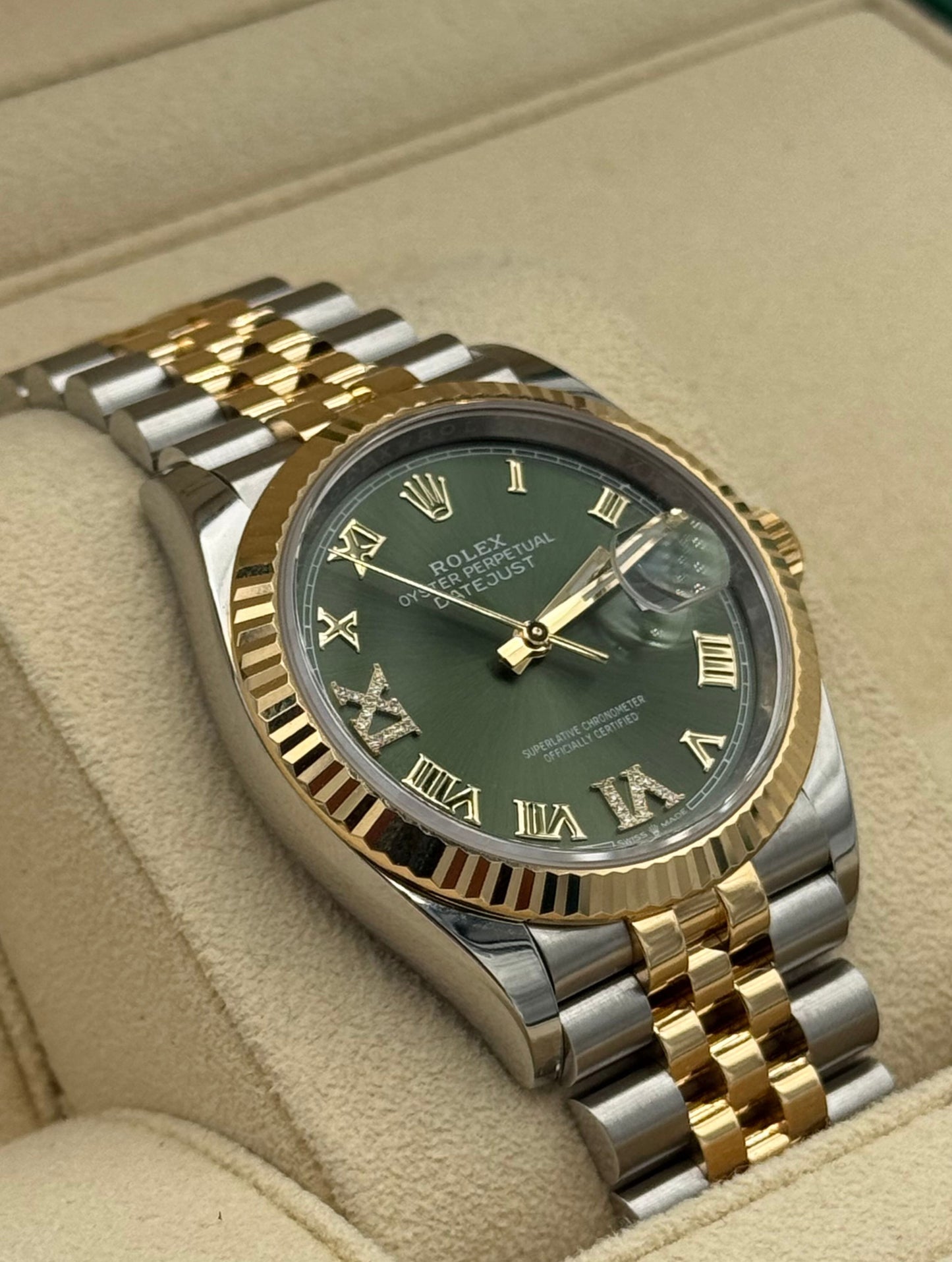 Rolex Datejust 36mm Steel/Gold Olive Dial