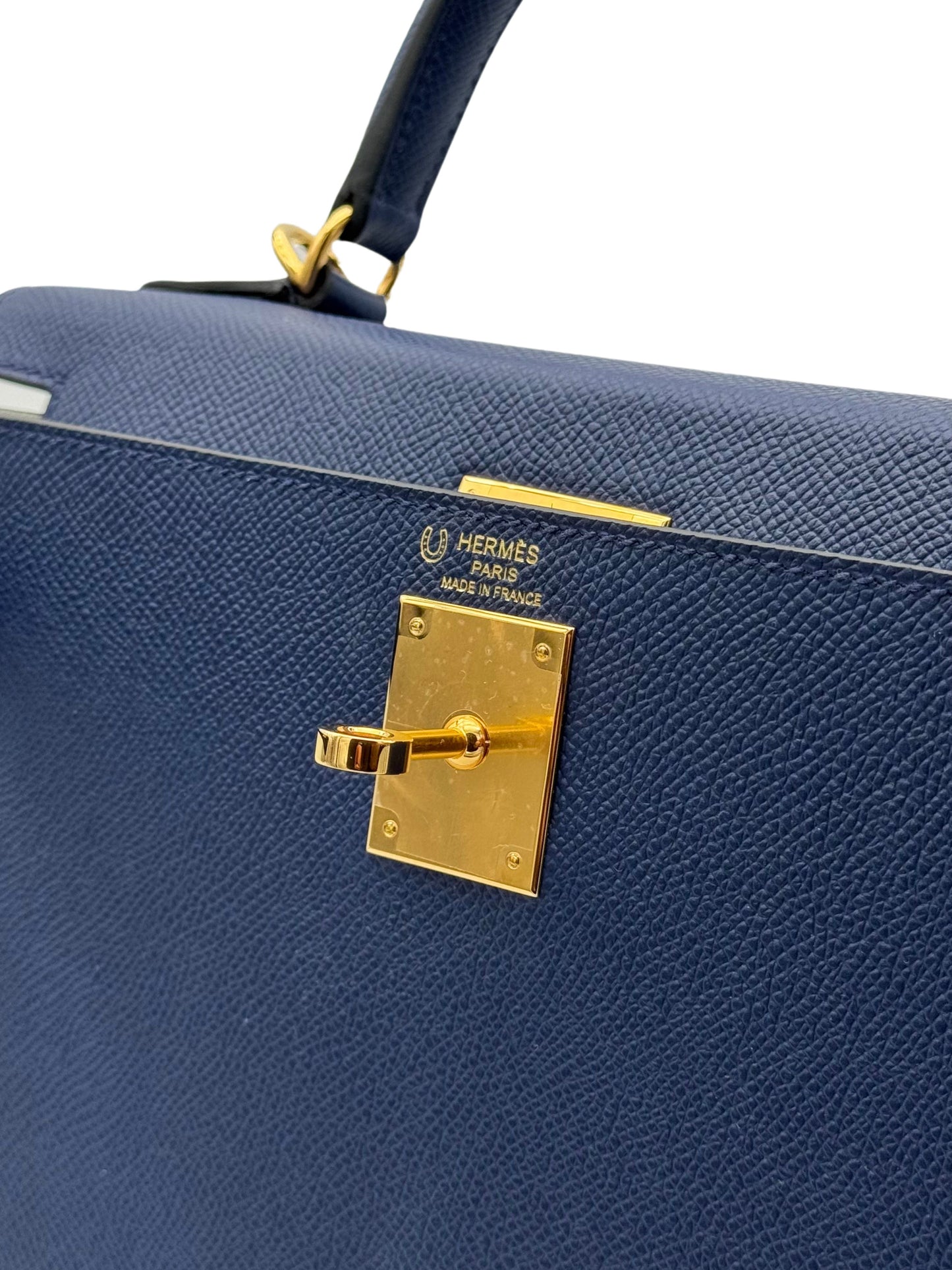 Hermès Kelly 28 HSS Epsom Blue Sapphire / Grey Perle