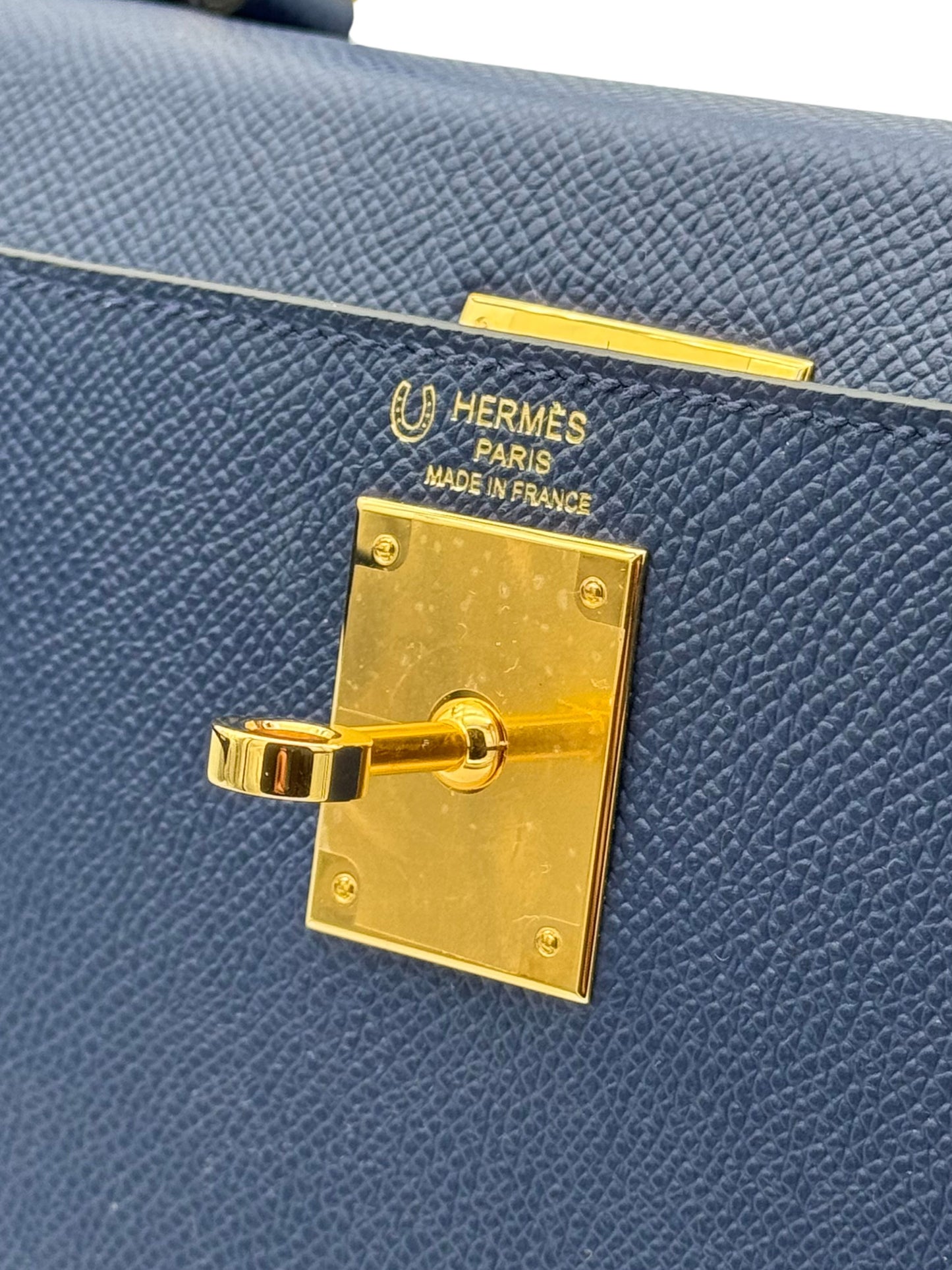 Hermès Kelly 28 HSS Epsom Blue Sapphire / Grey Perle