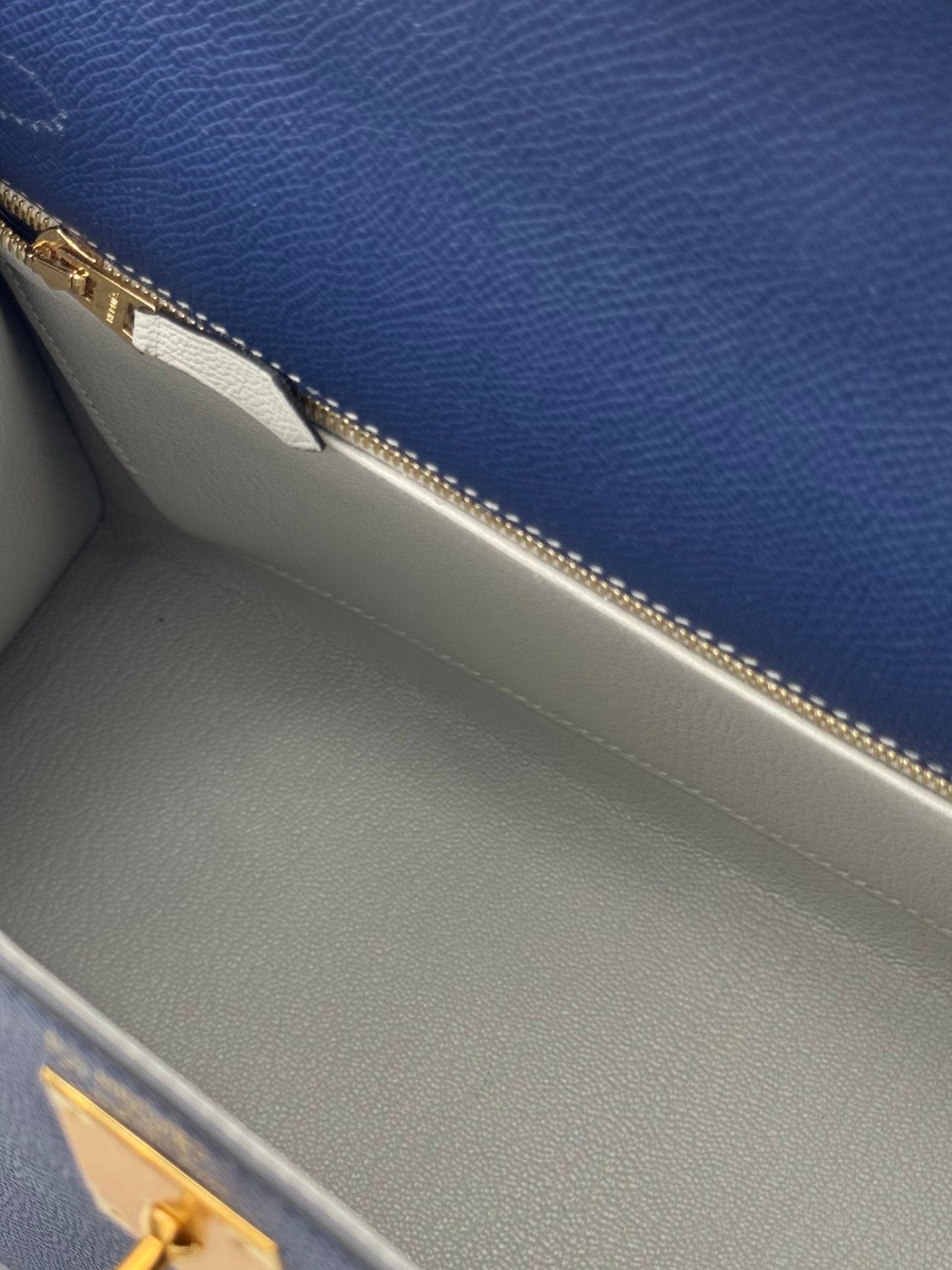 Hermès Kelly 28 HSS Epsom Blue Sapphire / Grey Perle