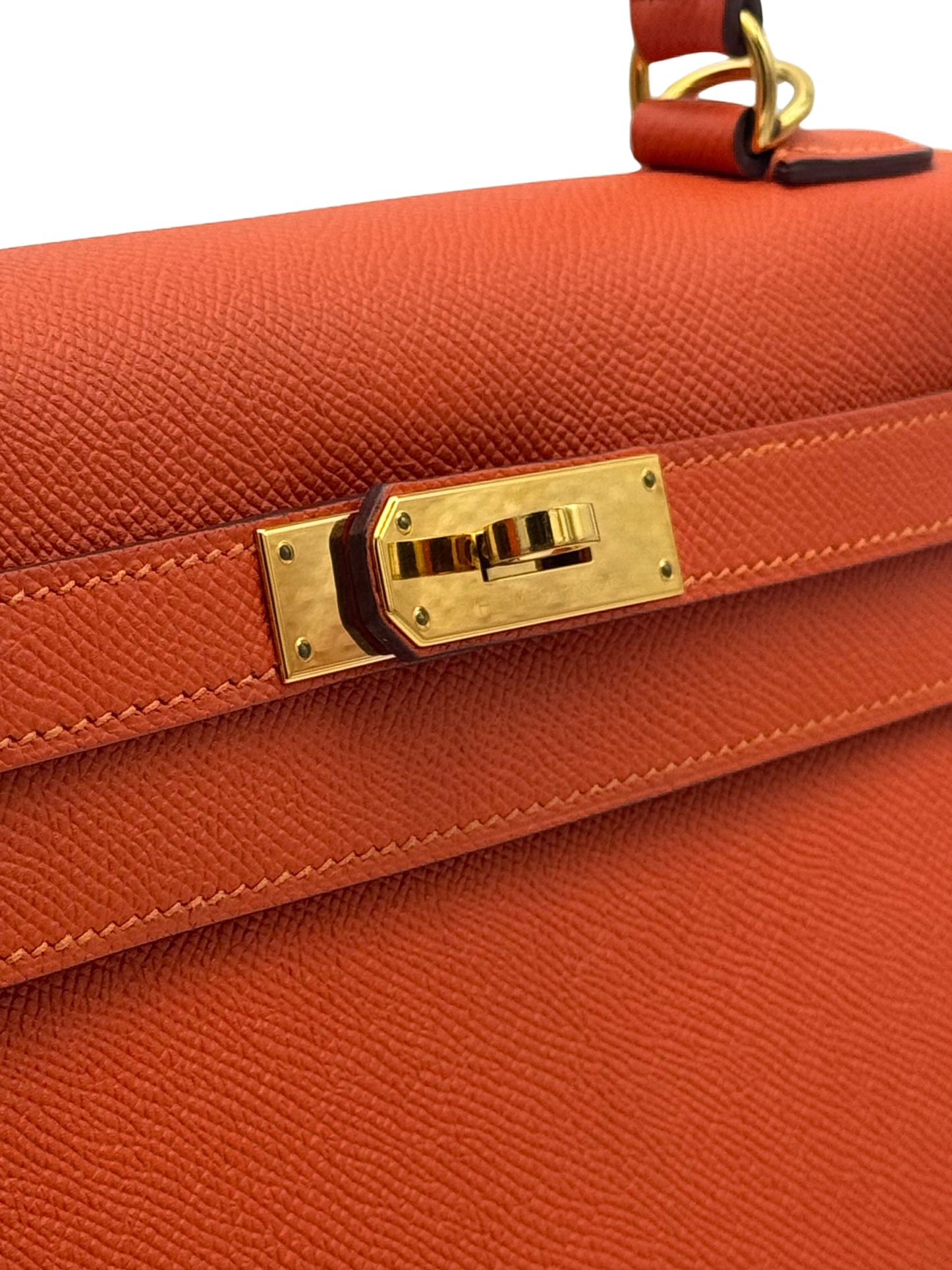 Hermès Kelly 28 Epsom Orange Gold Hardware