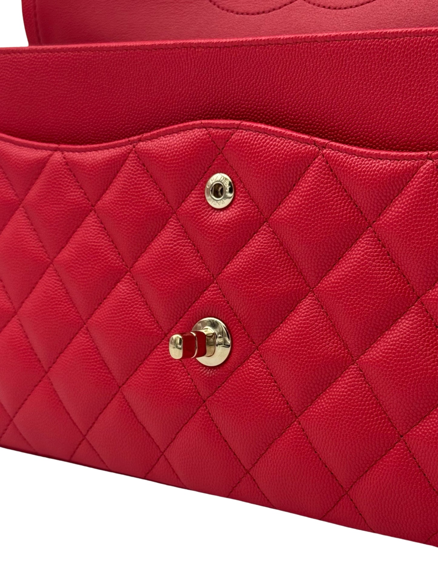 Chanel Classic Jumbo Red Caviar Leather