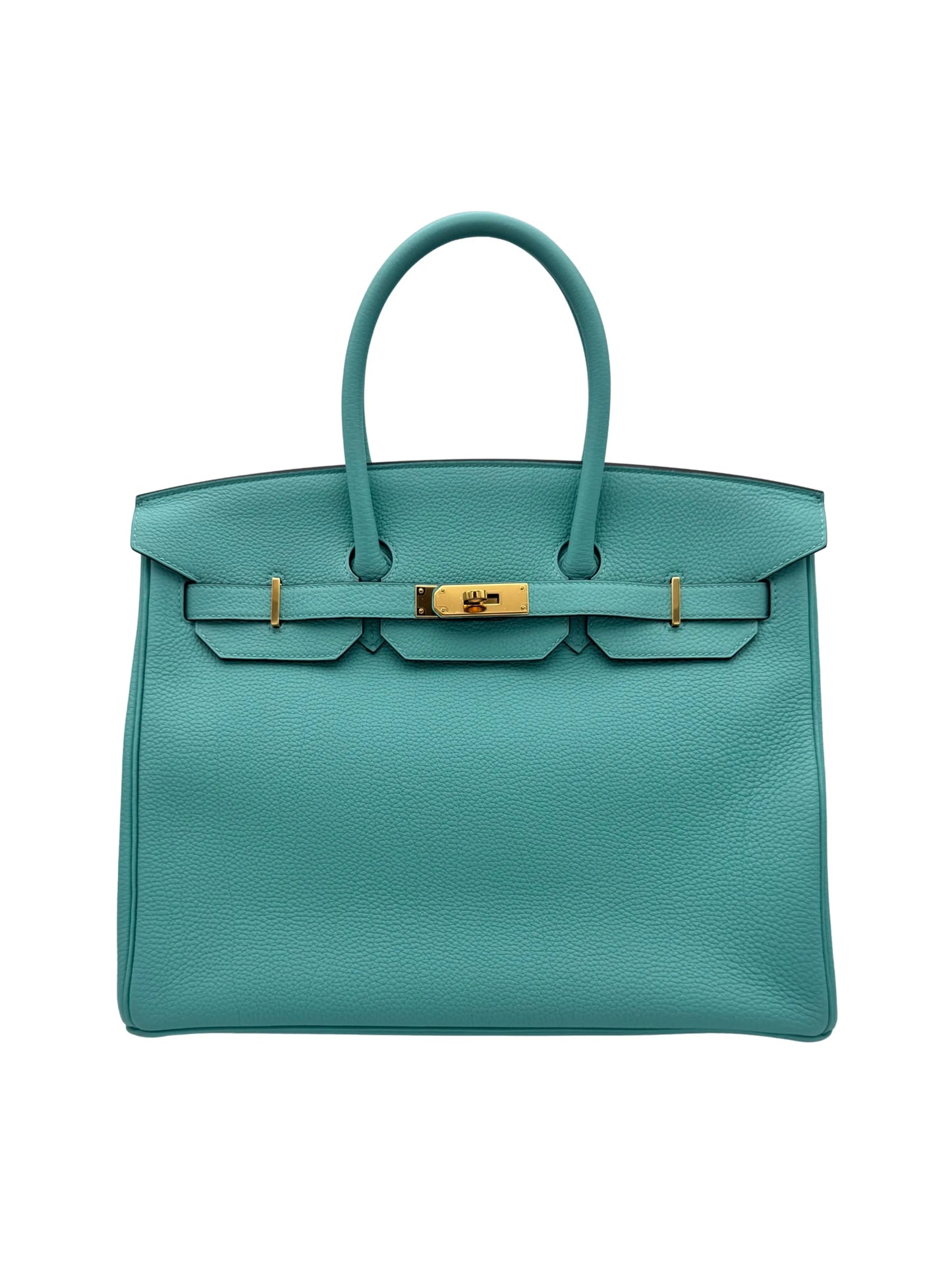 Bag Hermes Birkin 35 Togo Blue Atoll Gold Hardware - Bolso marron herraje dorado.