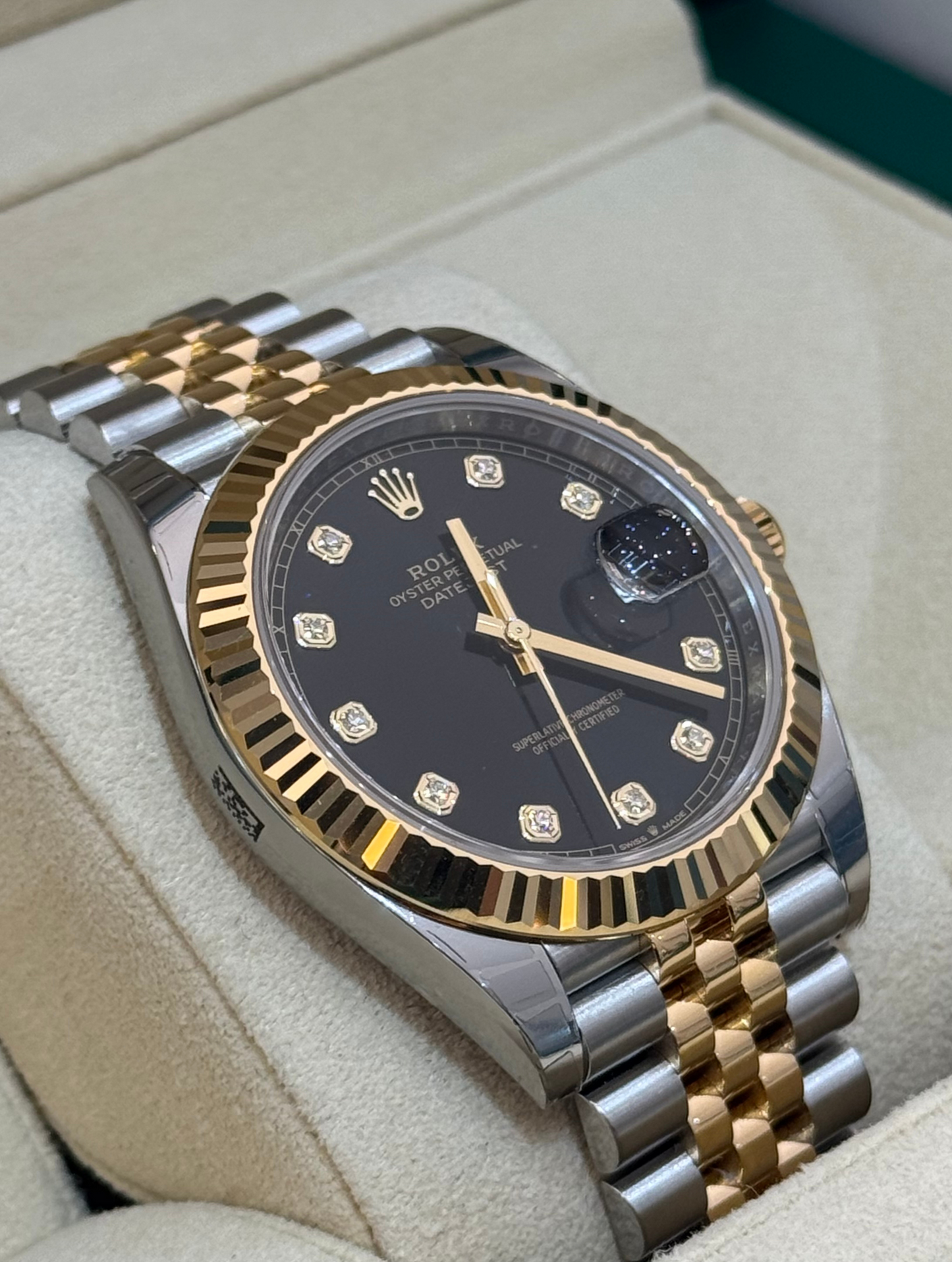 Rolex Datejust 41mm Steel/ Gold Black Diamond Dial