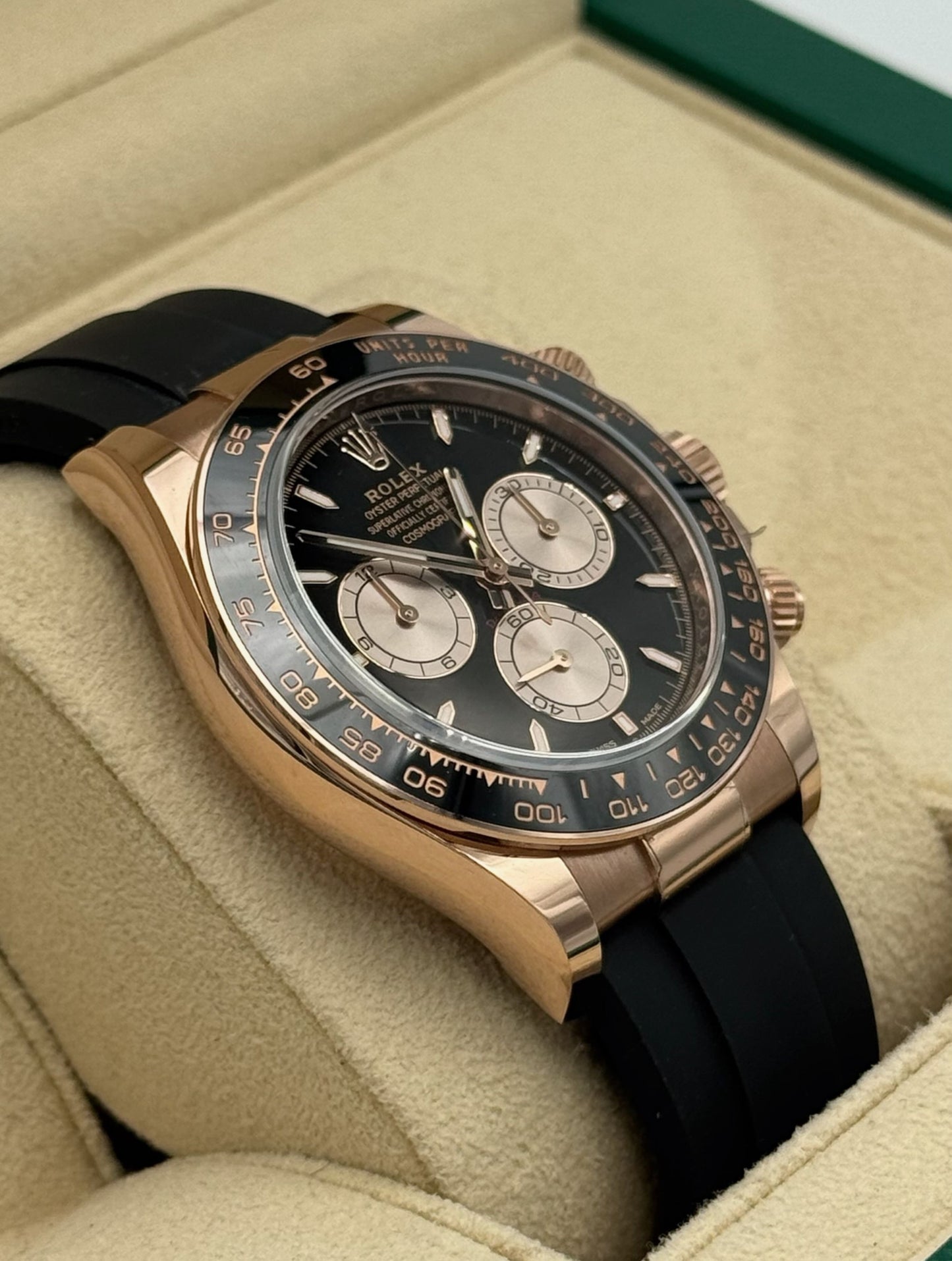 Rolex Daytona Rose Gold Oysterflex Black Dial