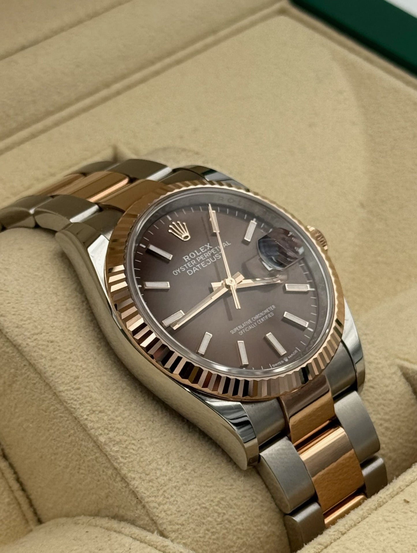 Rolex Datejust 36mm Steel/R. Gold Chocolate Dial