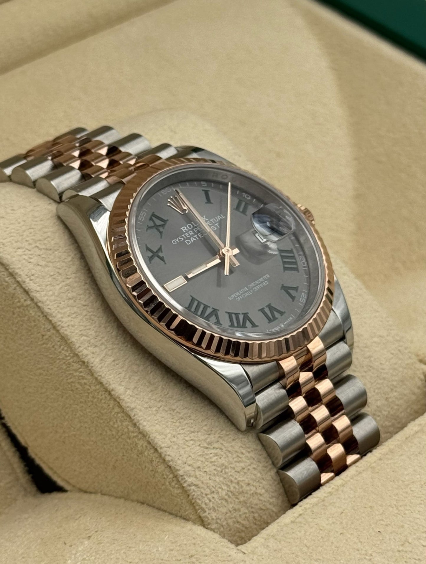 Rolex Datejust 36mm Steel/R. Gold Wimbledon Dial