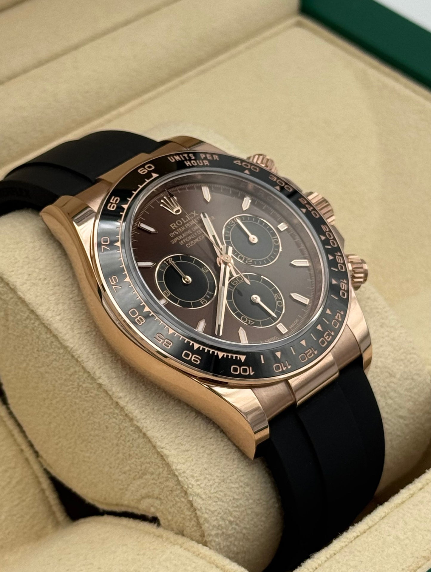 Rolex Daytona Rose Gold Oysterflex Chocolate Dial