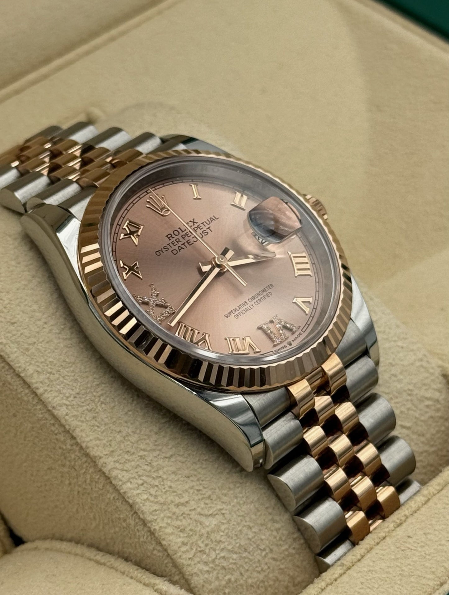Rolex Datejust 36mm Steel/R. Gold Pink Diamond Dial