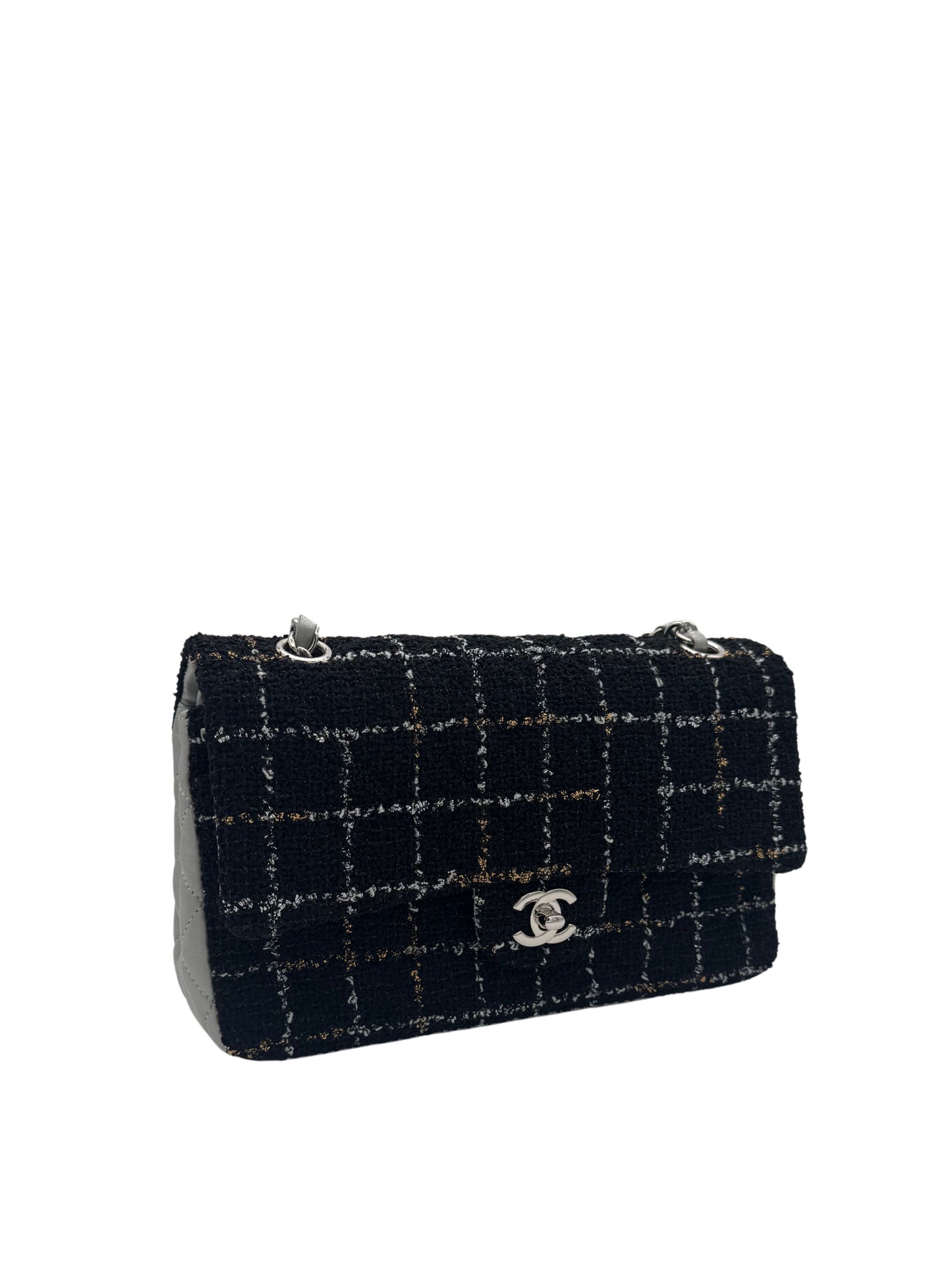 Chanel Classic Flap Black Tweed / Silver