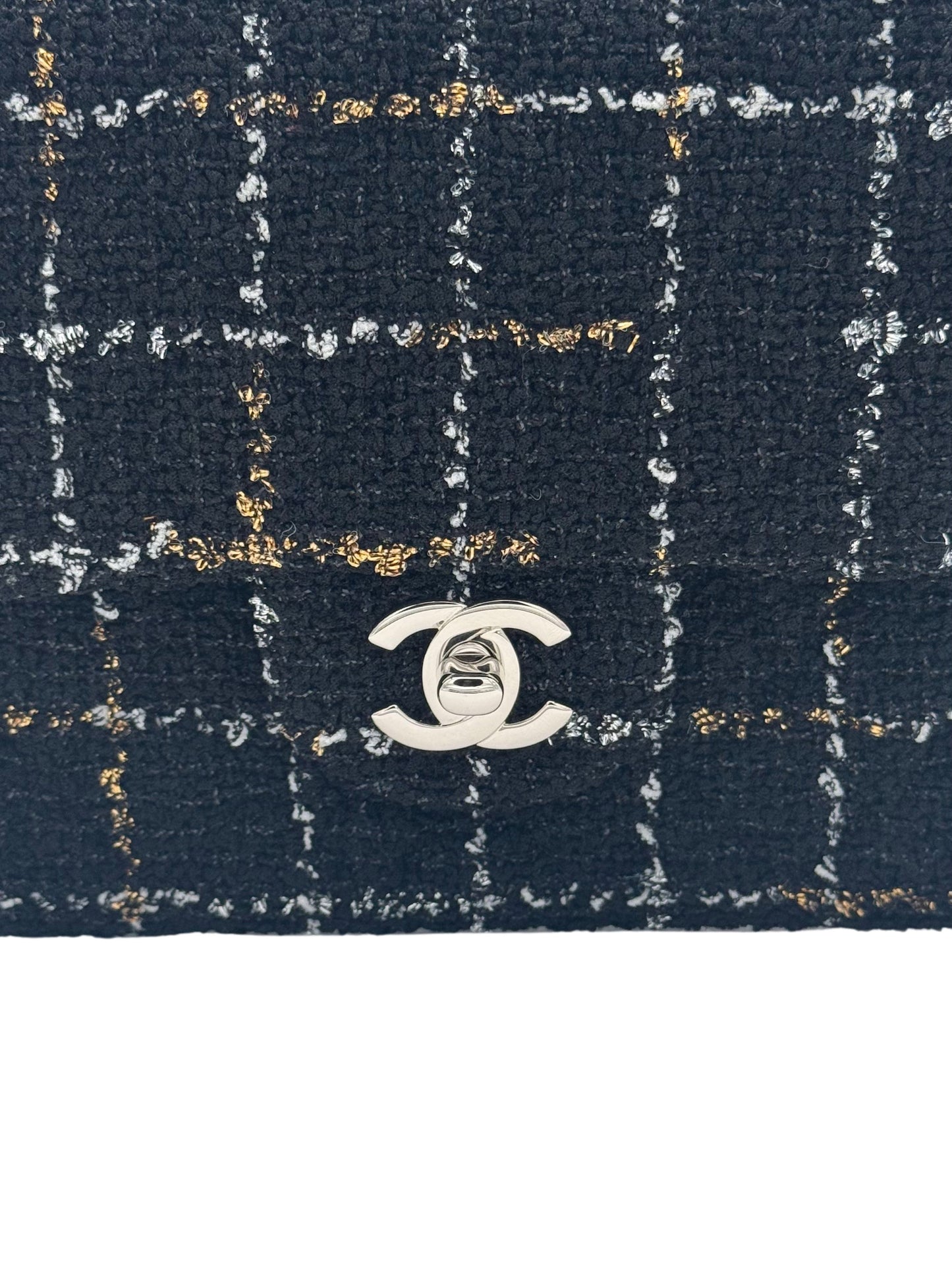 Chanel Classic Flap Black Tweed / Silver