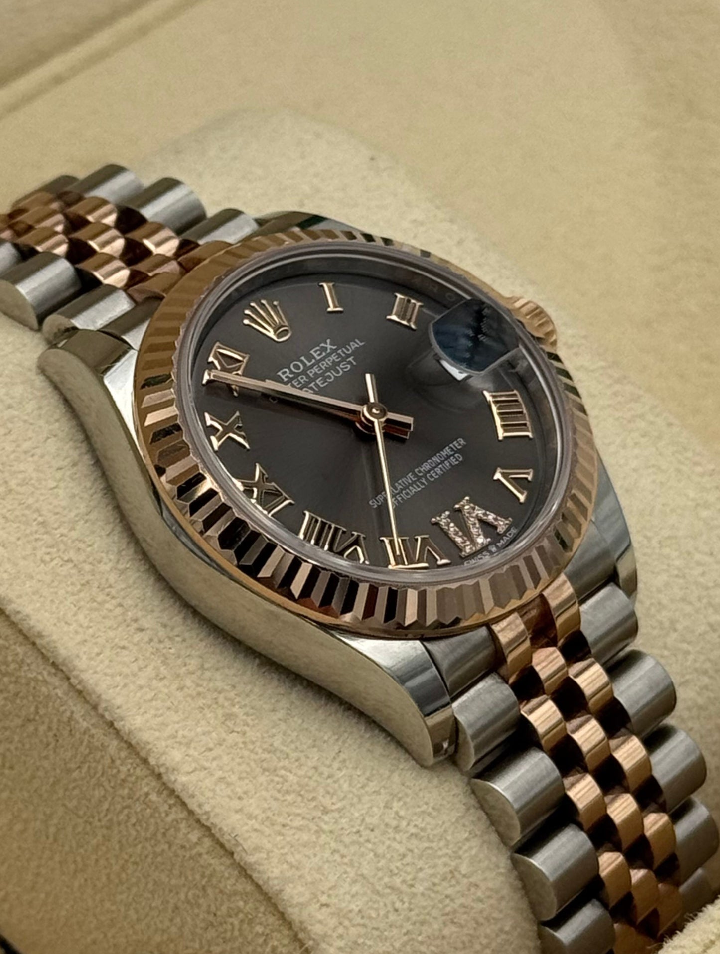 Rolex Datejust 31mm Steel / Rose Gold Slate Diamonds Dial