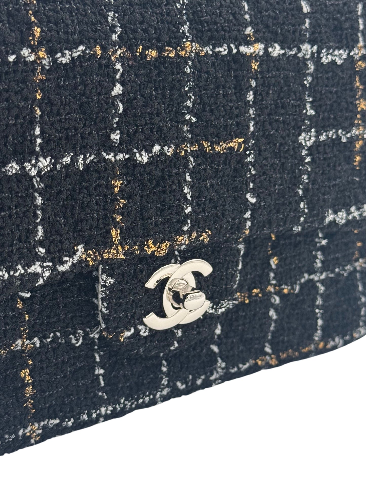 Chanel Classic Flap Black Tweed / Silver