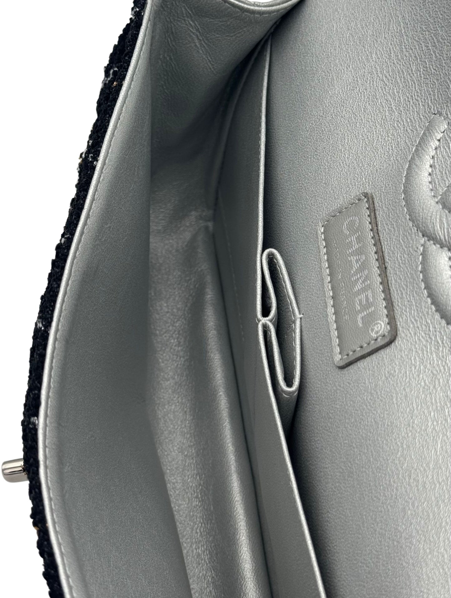 Chanel Classic Flap Black Tweed / Silver