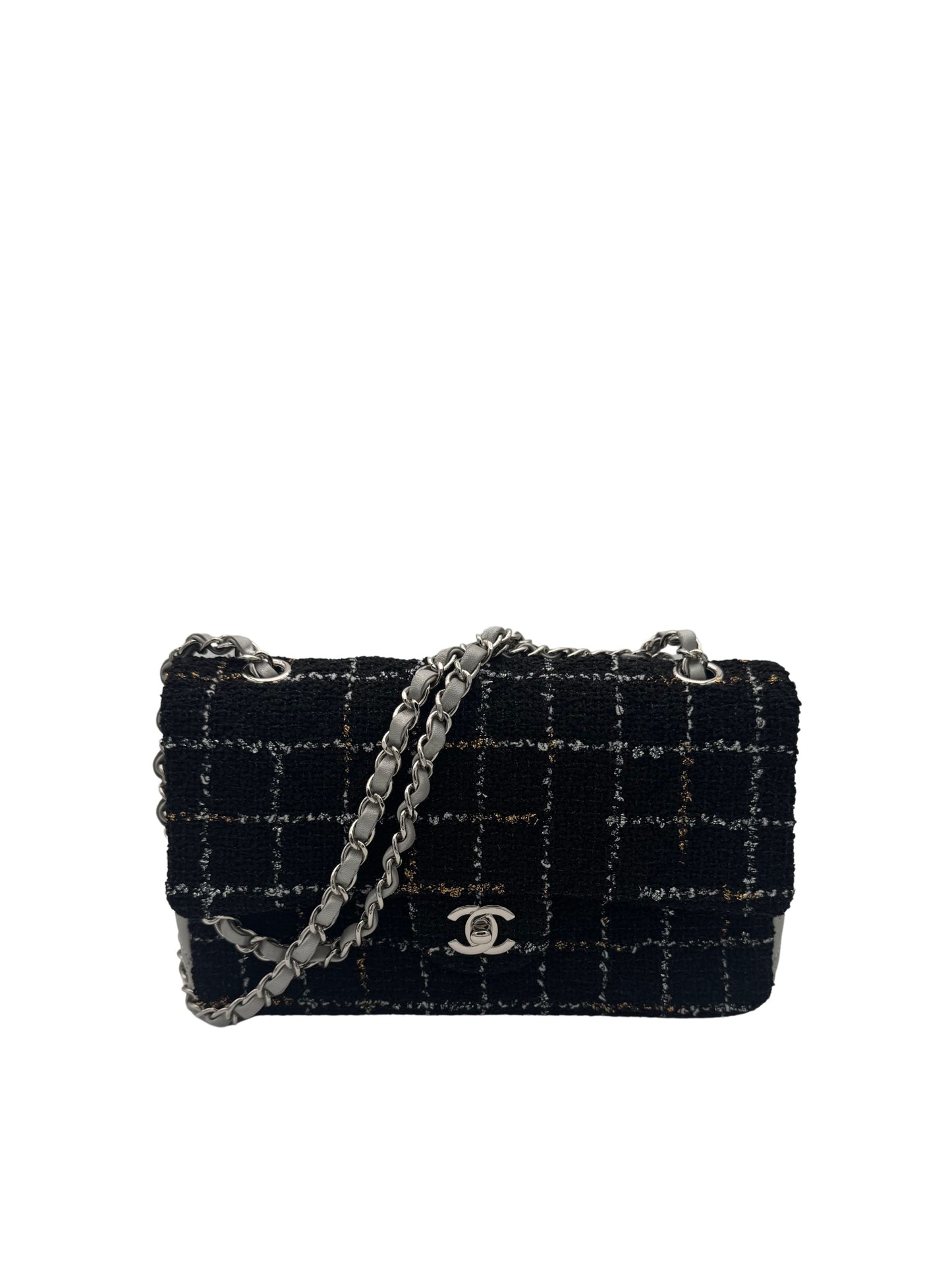 Chanel Classic Flap Black Tweed / Silver