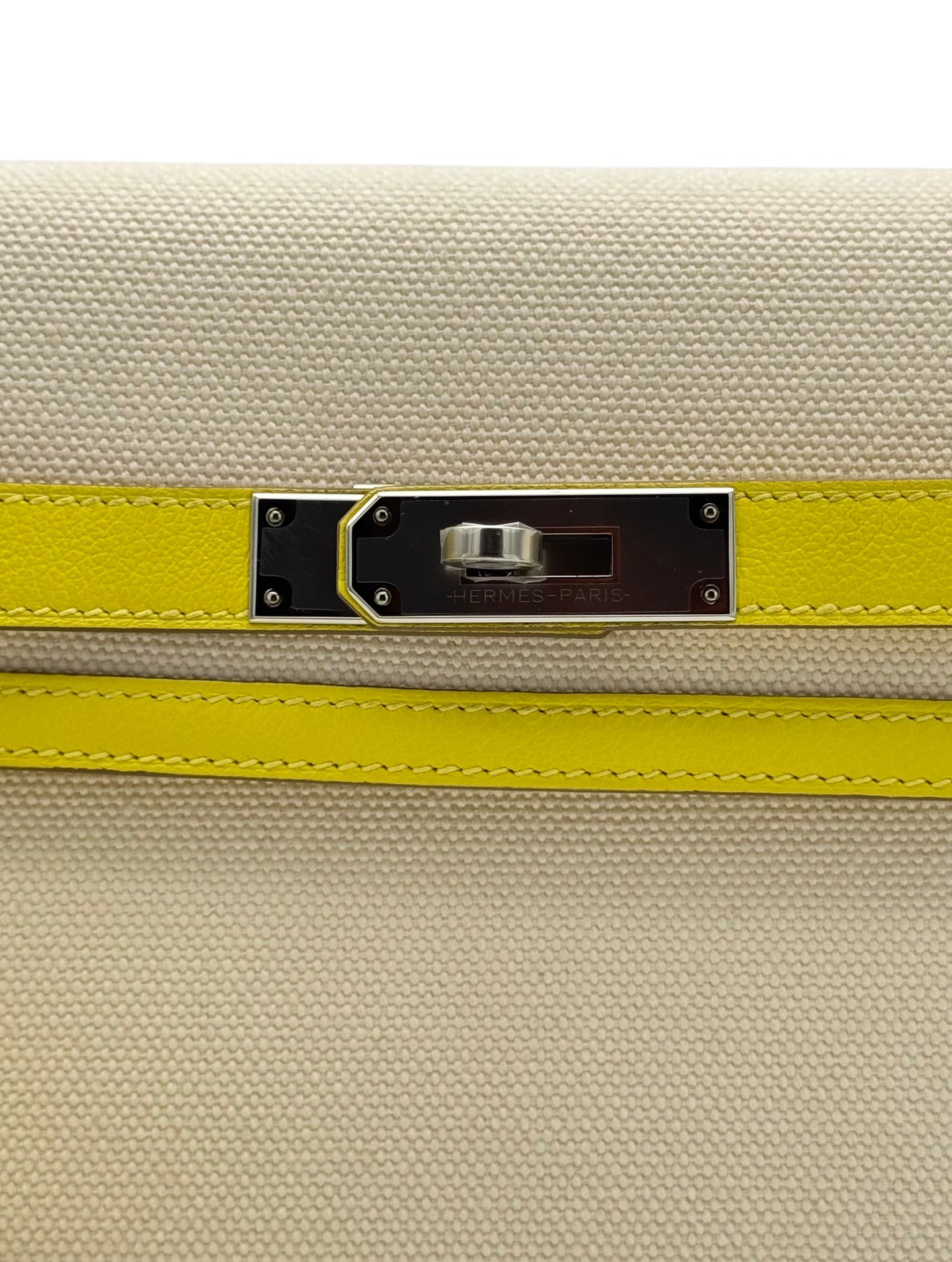 Hermès Kelly Dépêches 25 Toile Lime