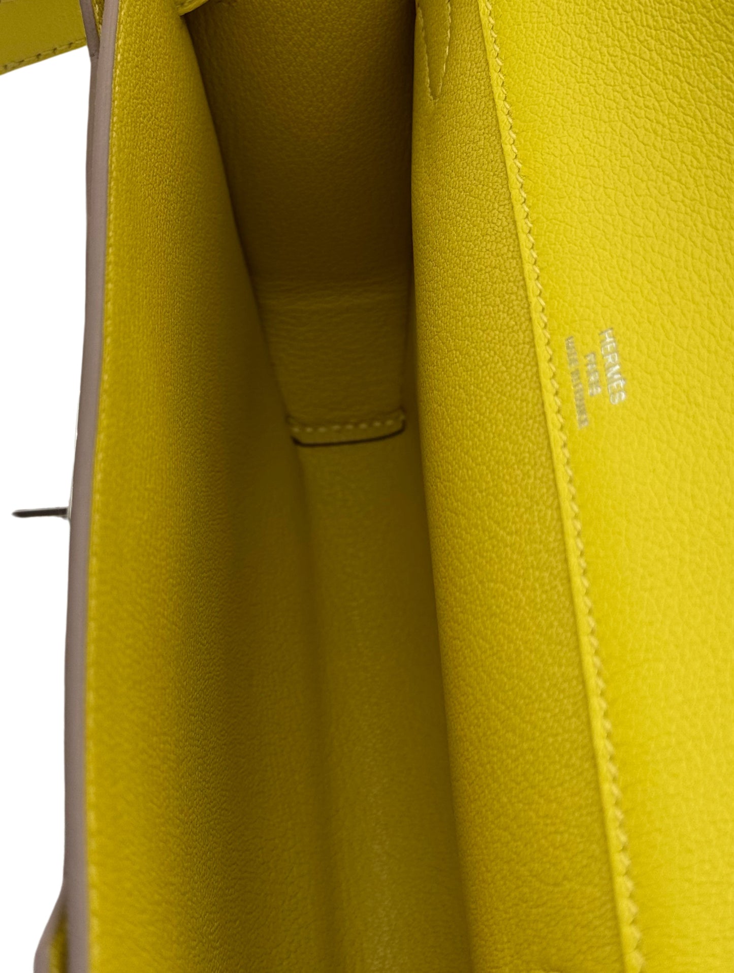 Hermès Kelly Dépêches 25 Toile Lime