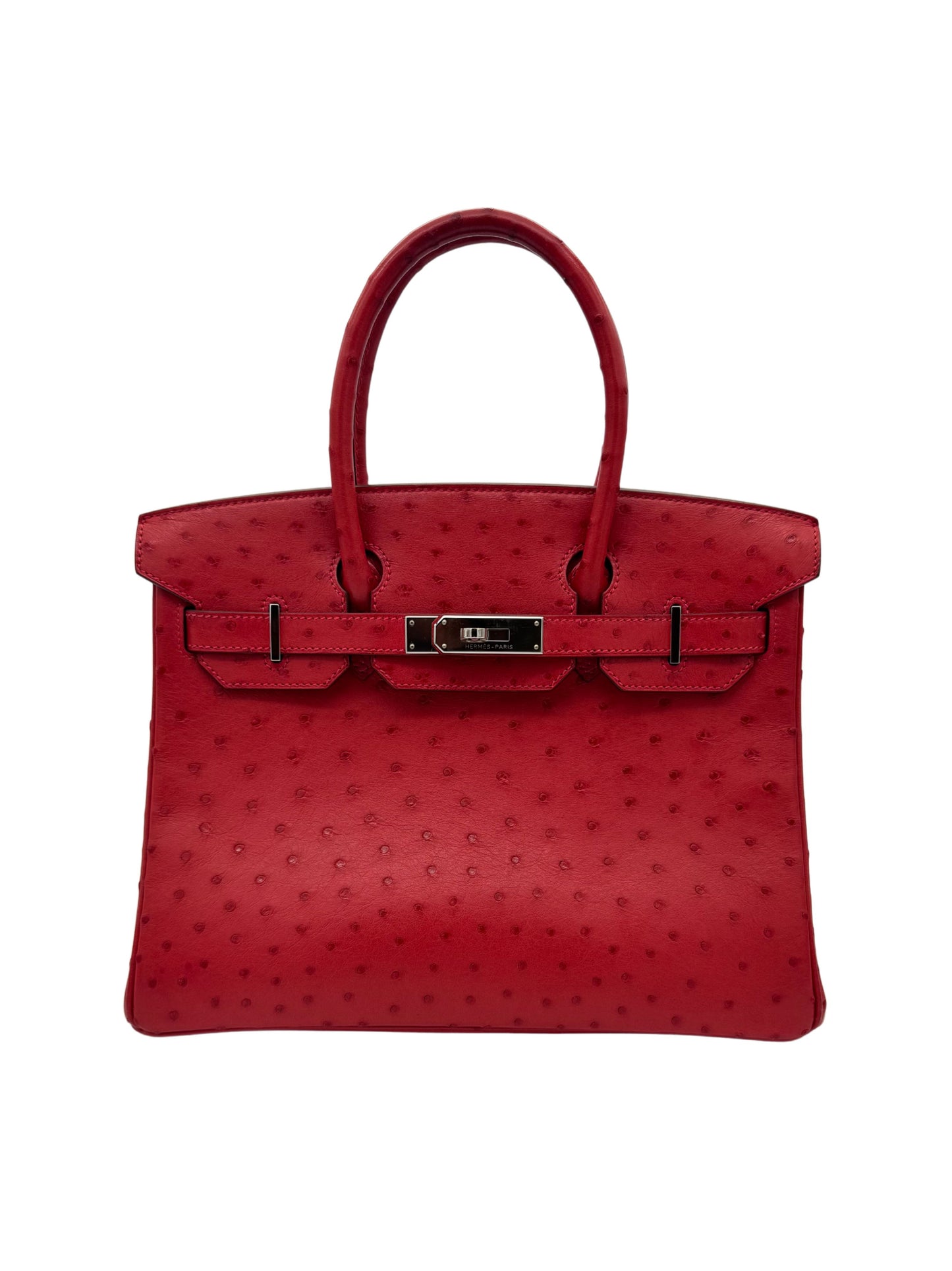 HERMÈS BIRKIN 30 OSTRICH BOUGAINVILLEA PALLADIUM HARDWARE - AVEZTRUZ HERRAJE PALADIO