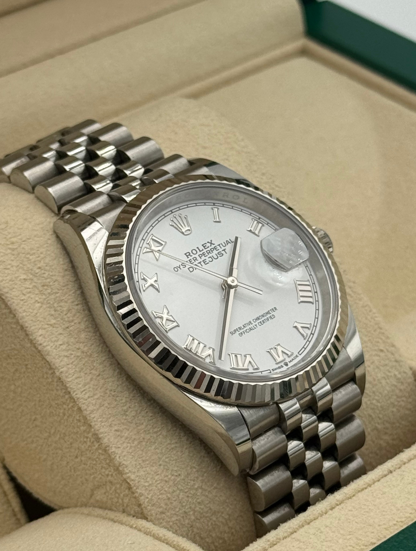 Rolex Datejust 36mm Steel White Roman Dial Jubilee