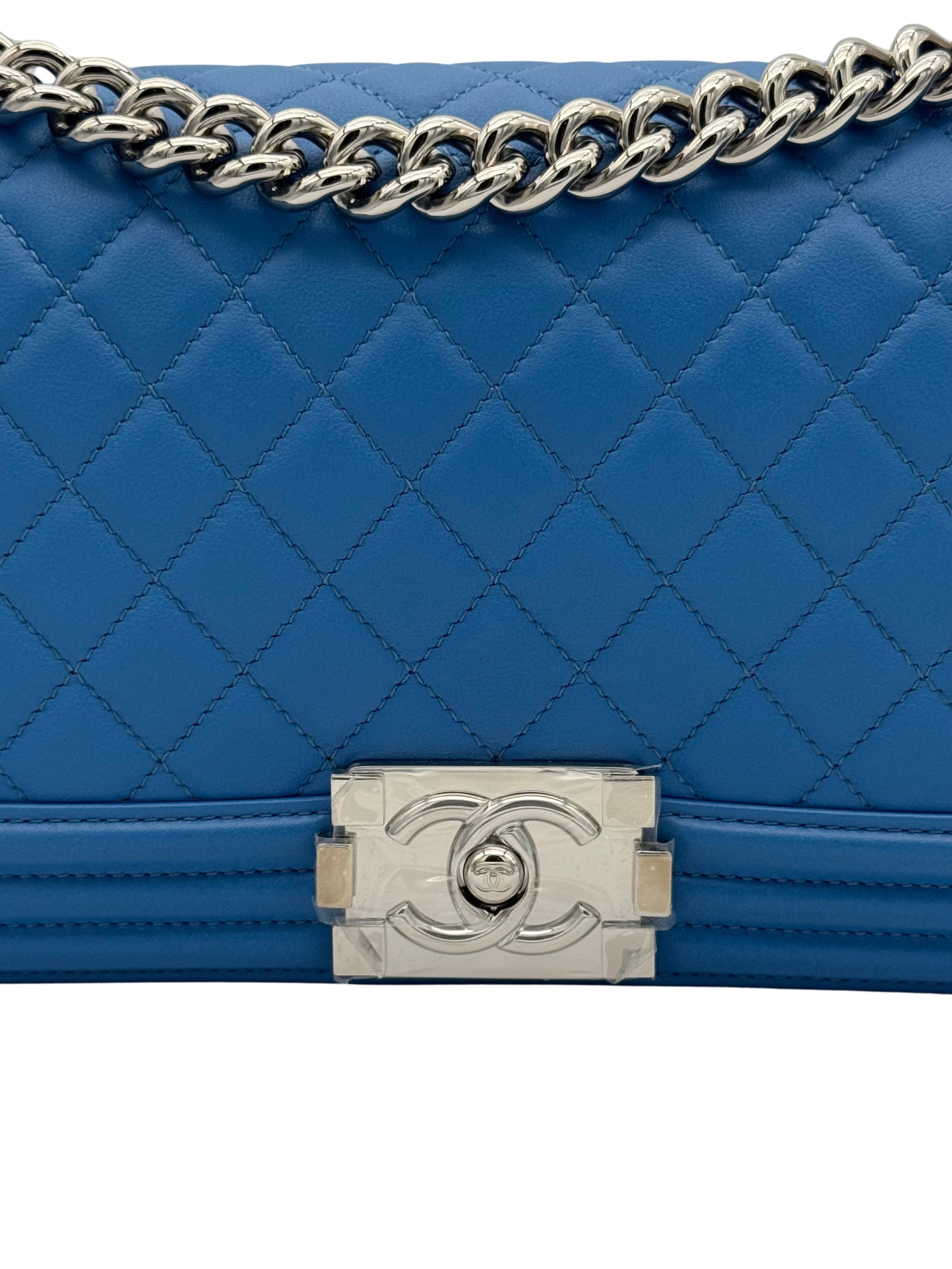 Chanel Boy Medium Blue Electric Clafskin