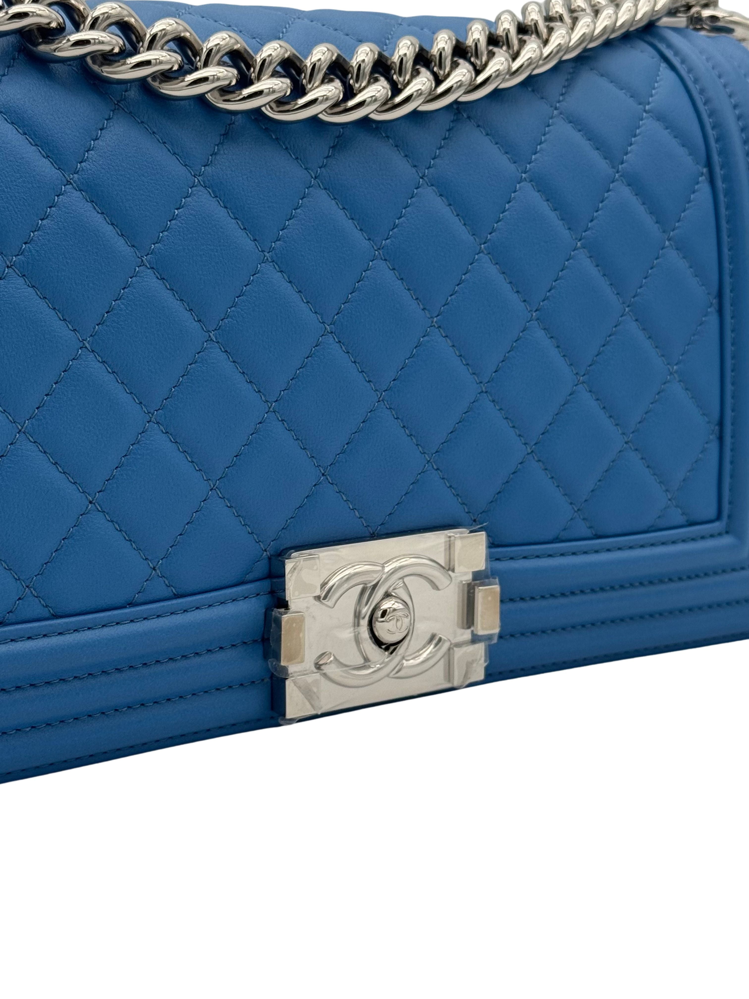 Chanel Boy Medium Blue Electric Clafskin