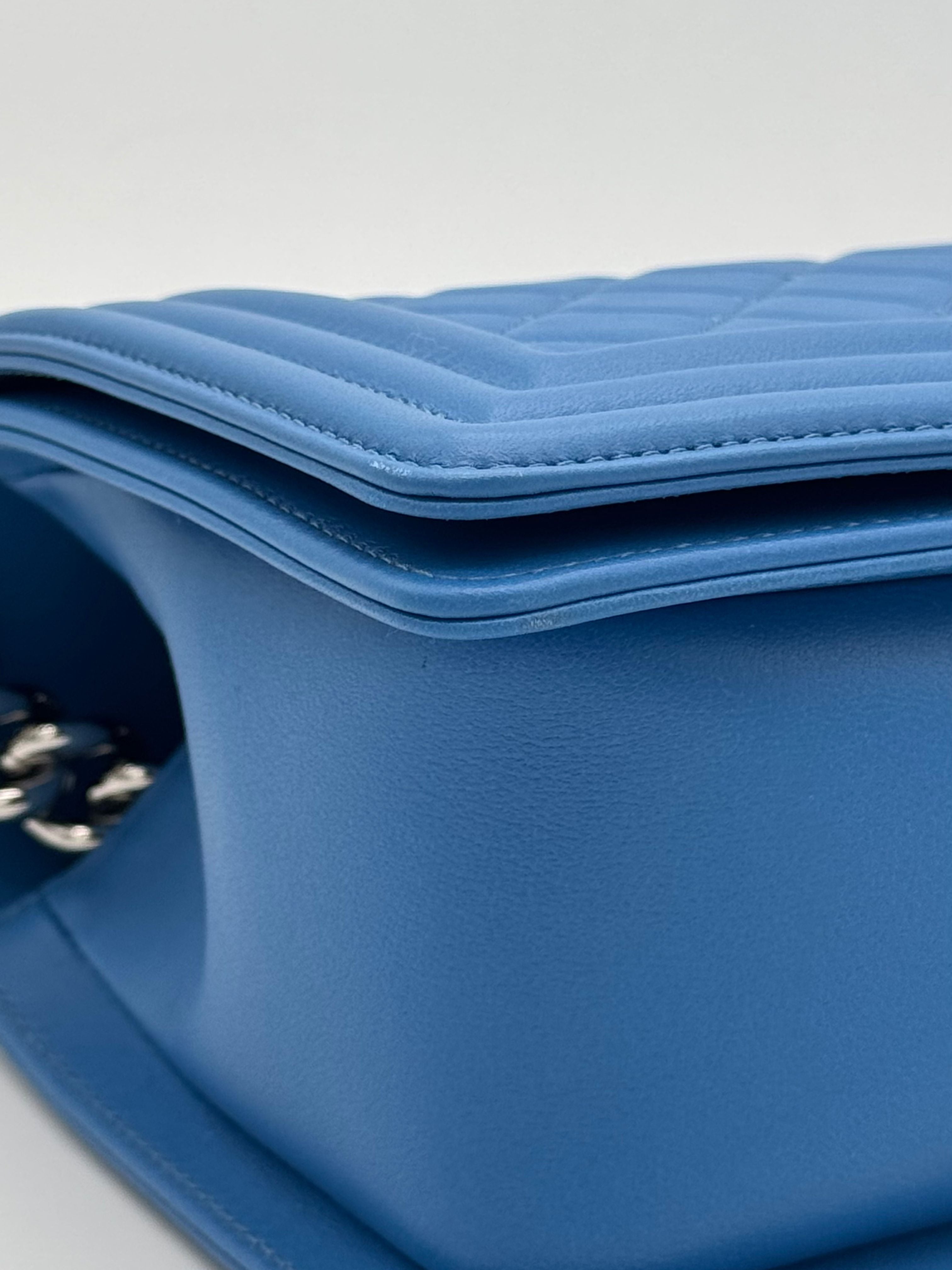 Chanel Boy Medium Blue Electric Clafskin