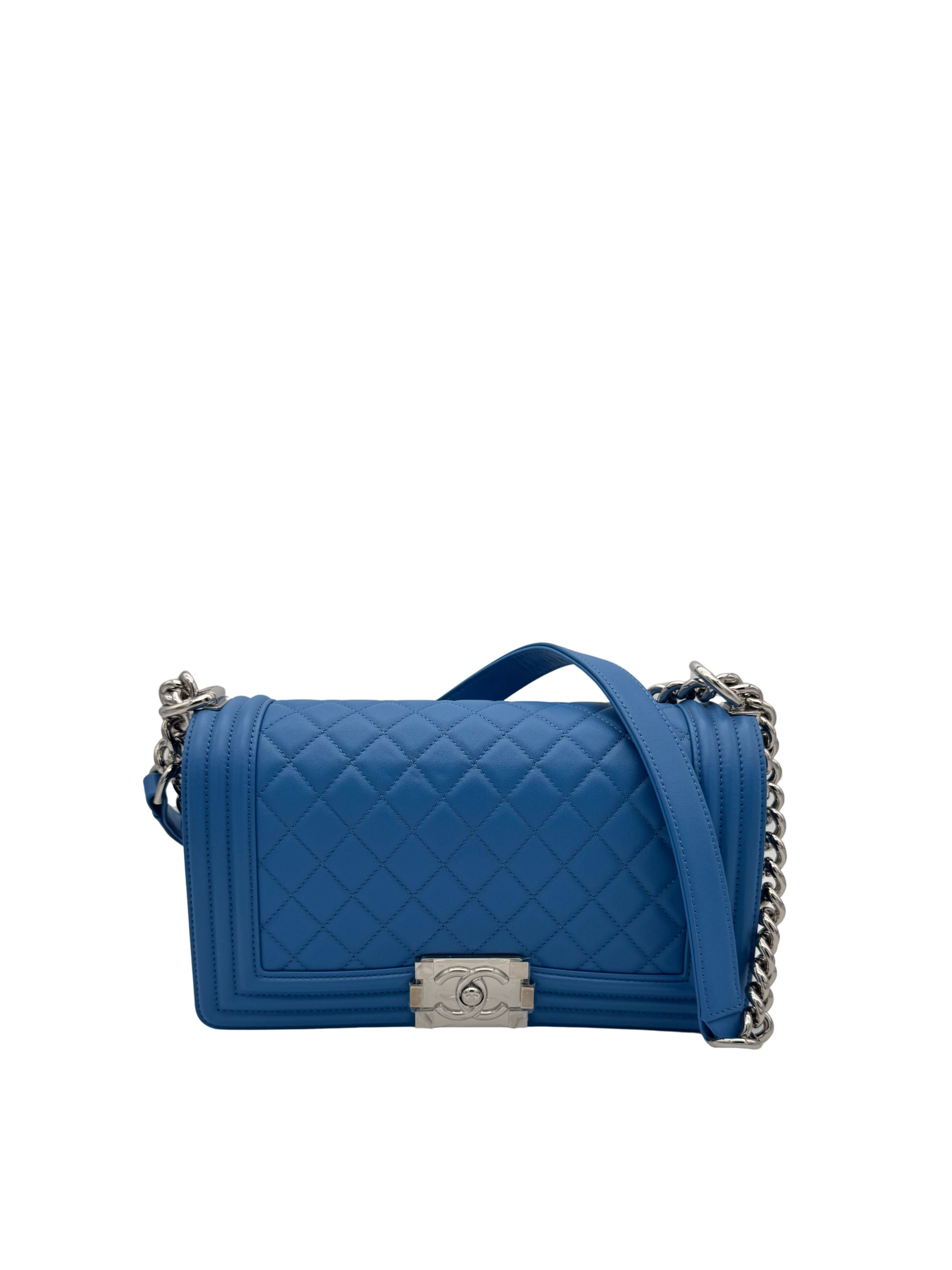 Chanel Boy Medium Blue Electric Clafskin