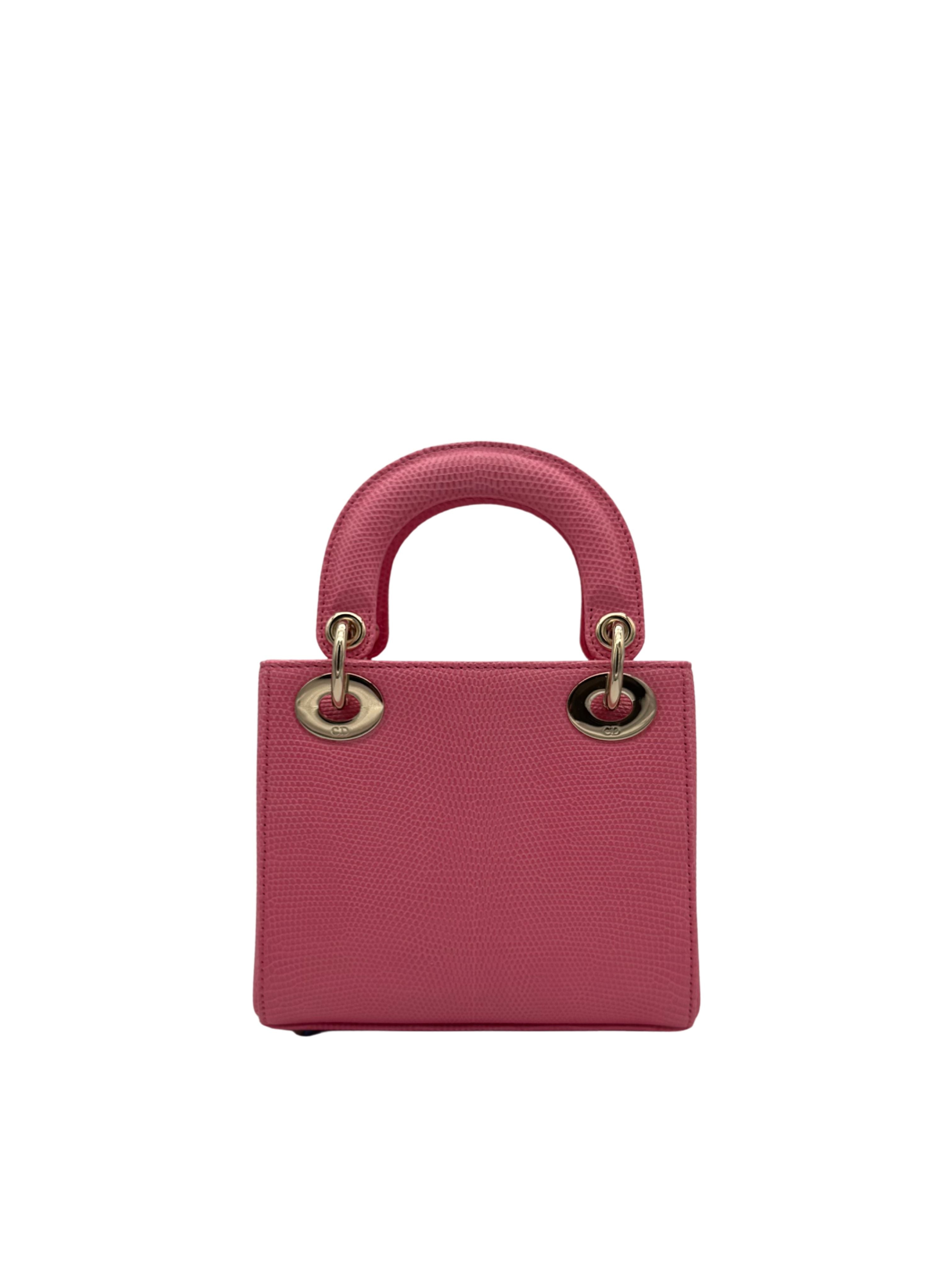 Dior Lady Mini Lizard Rose Des Vents Gold Hardware