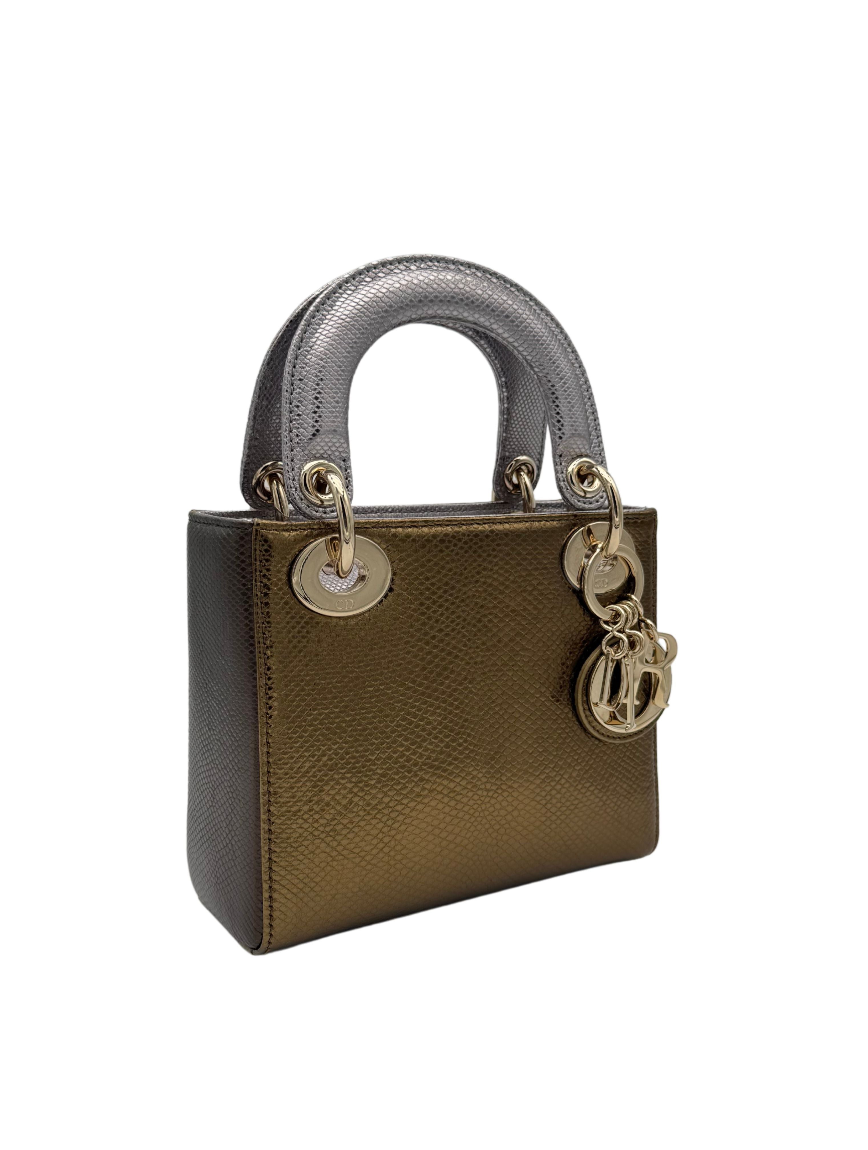 Dior Lady Mini Karung Snake Gold Hardware