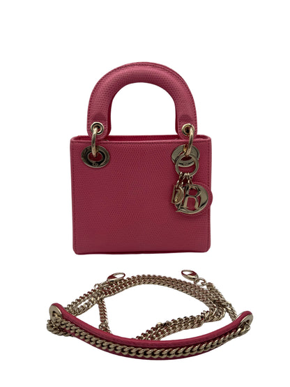 Dior Lady Mini Lizard Rose Des Vents Gold Hardware