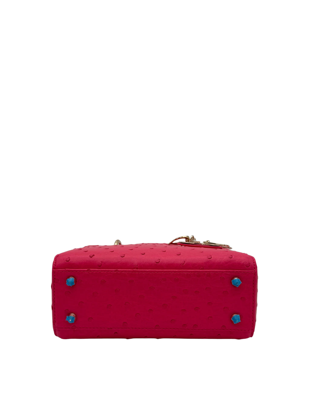 Dior Lady Small Ostrich Fuchsia Gold Hardware