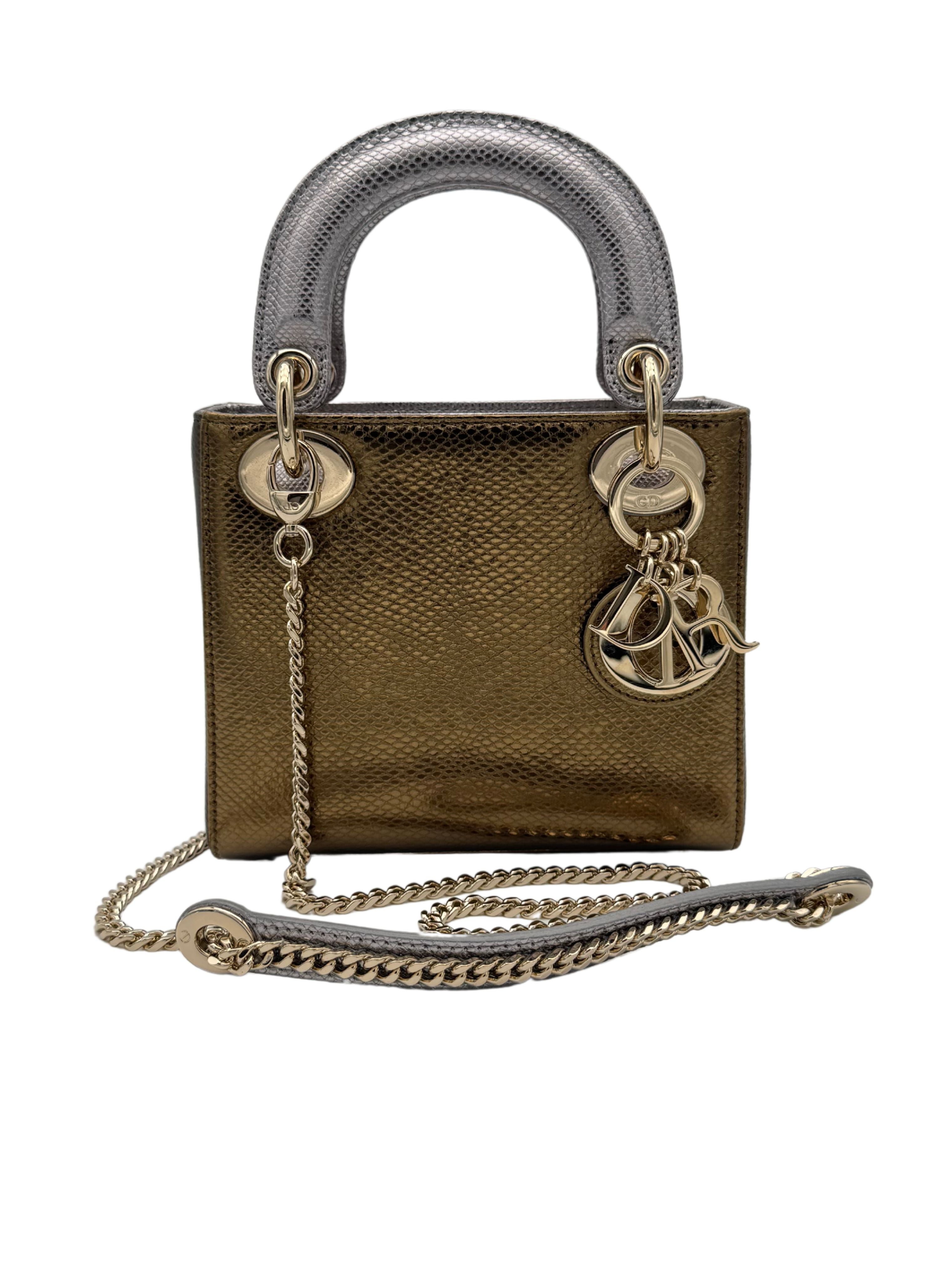 Dior Lady Mini Karung Snake Gold Hardware