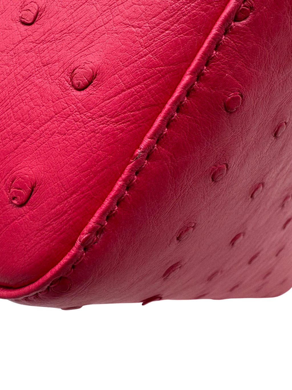 Dior Lady Small Ostrich Fuchsia Gold Hardware