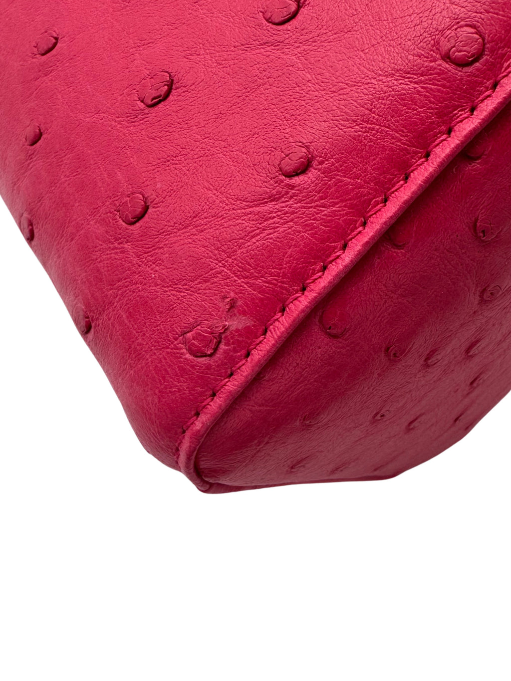 Dior Lady Small Ostrich Fuchsia Gold Hardware