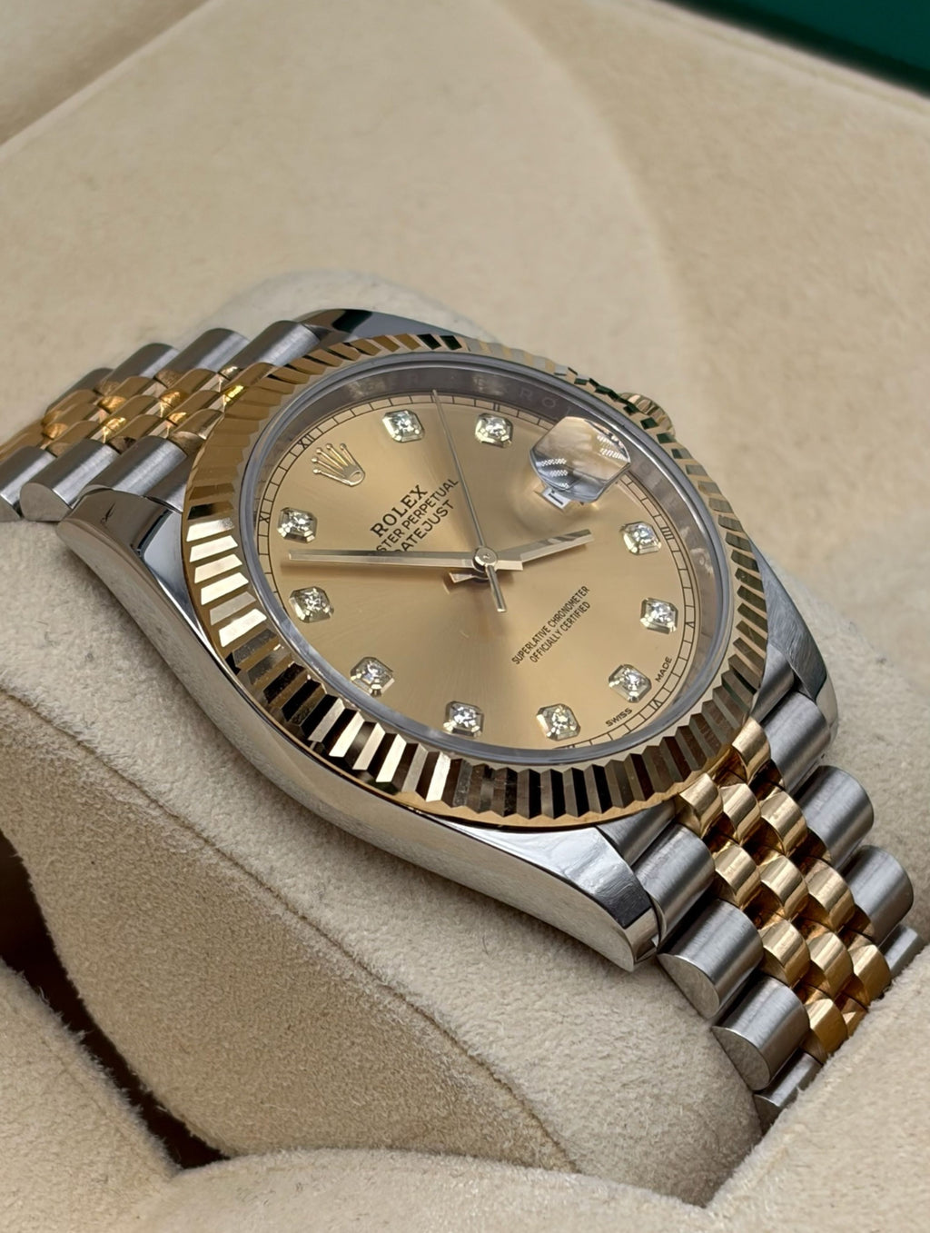 Rolex Datejust 41mm Steel/Gold Champagne Diamonds Dial