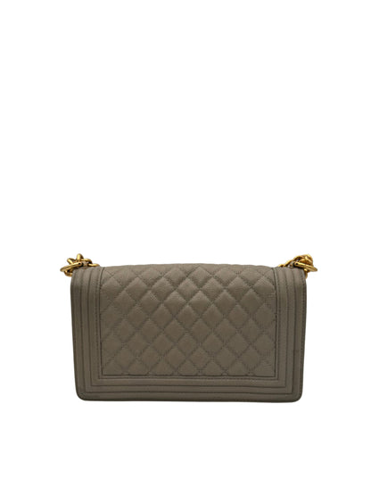 Chanel Boy Medium Beige Caviar Leather