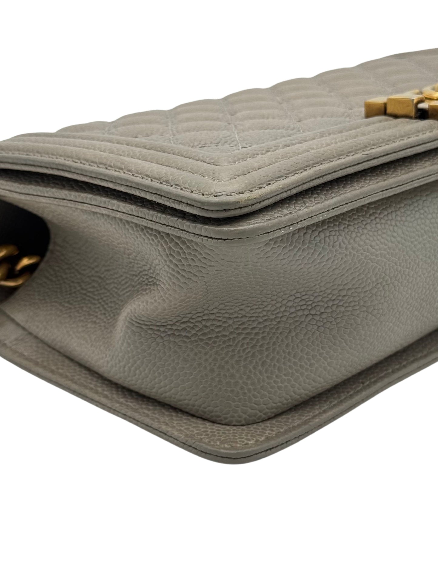 Chanel Boy Medium Beige Caviar Leather