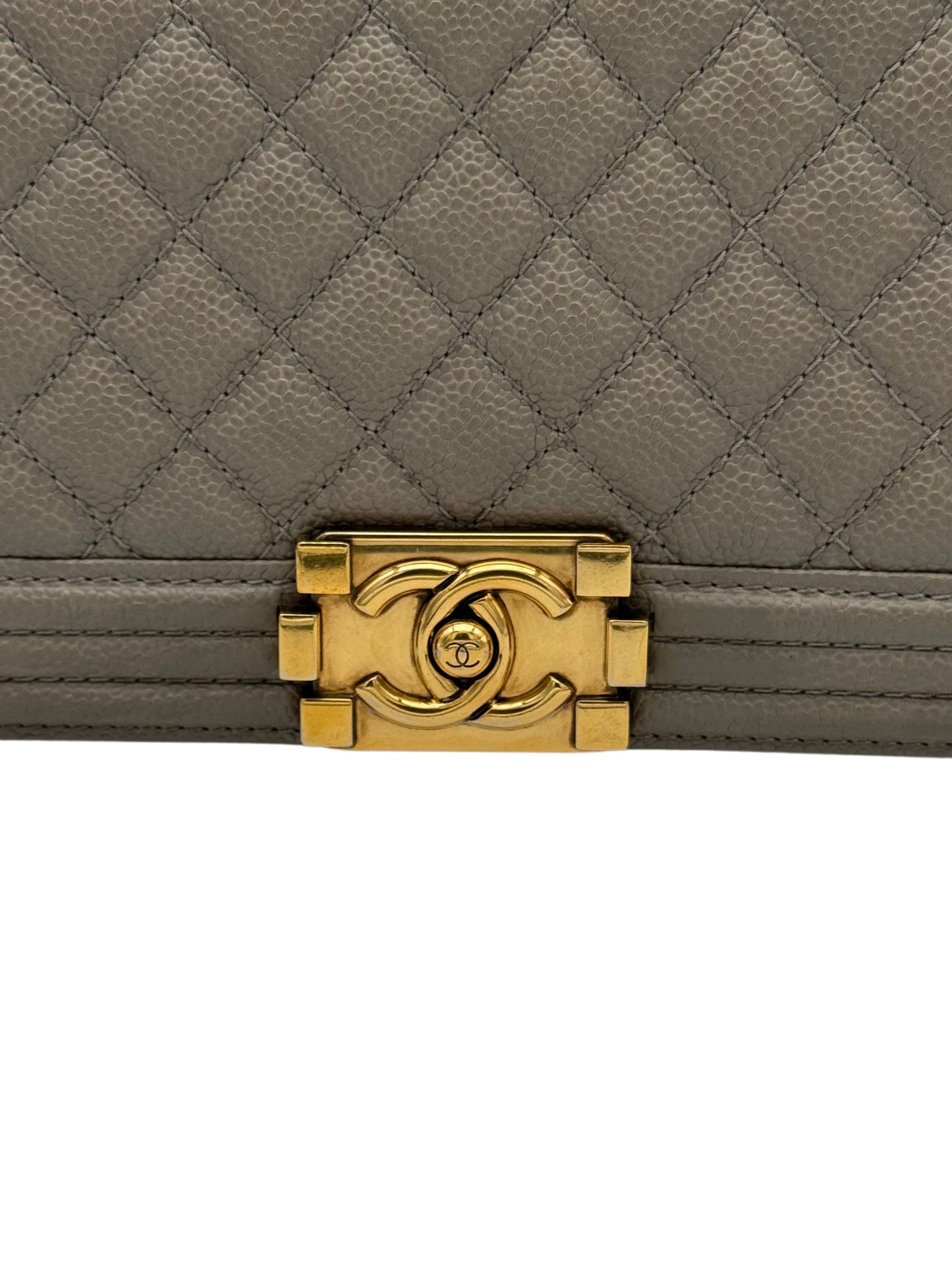 Chanel Boy Medium Beige Caviar Leather