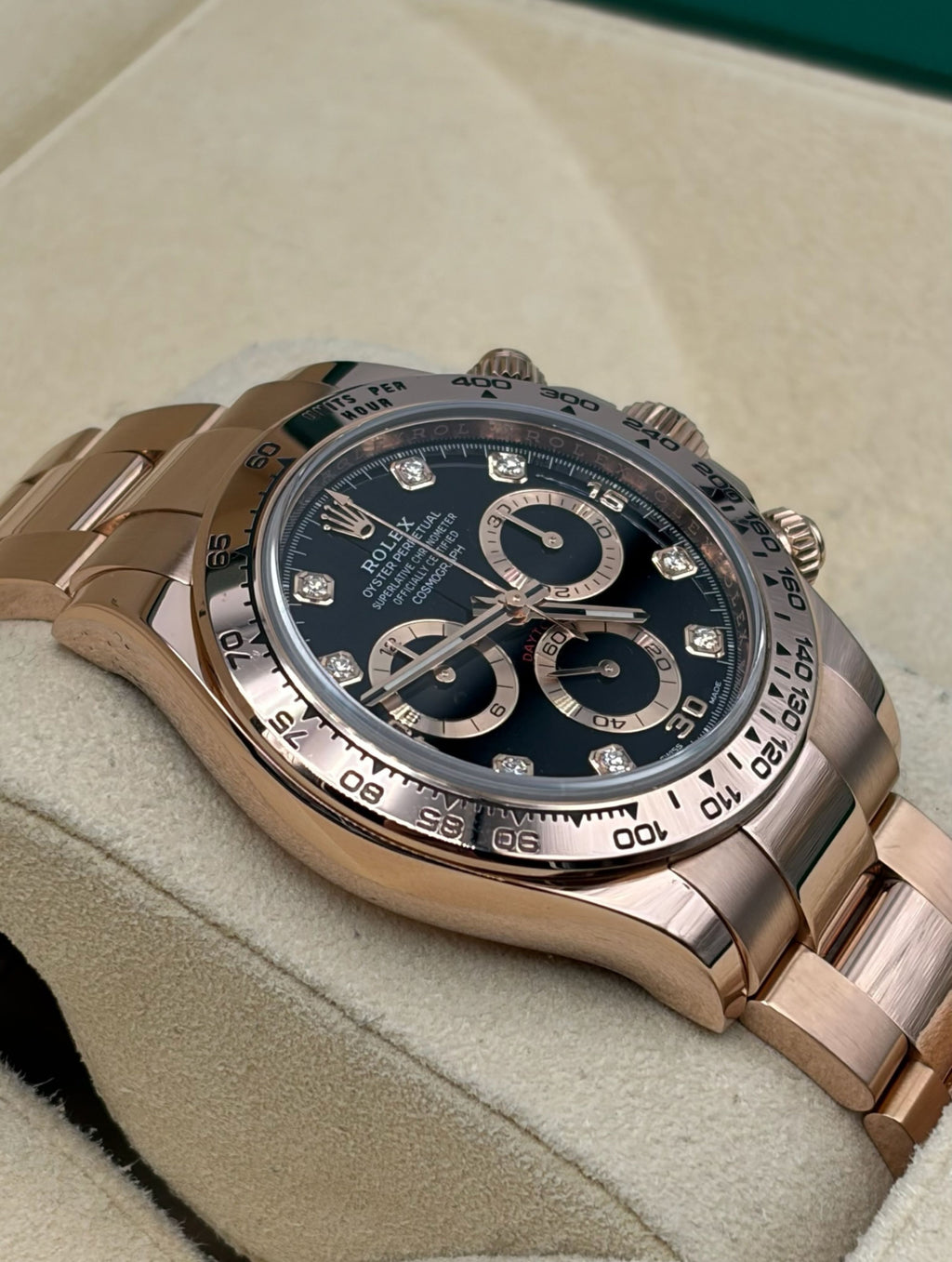 Rolex Daytona Rose Gold Black Diamonds Dial