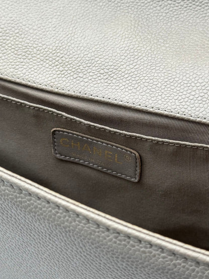 Chanel Boy Medium Beige Caviar Leather
