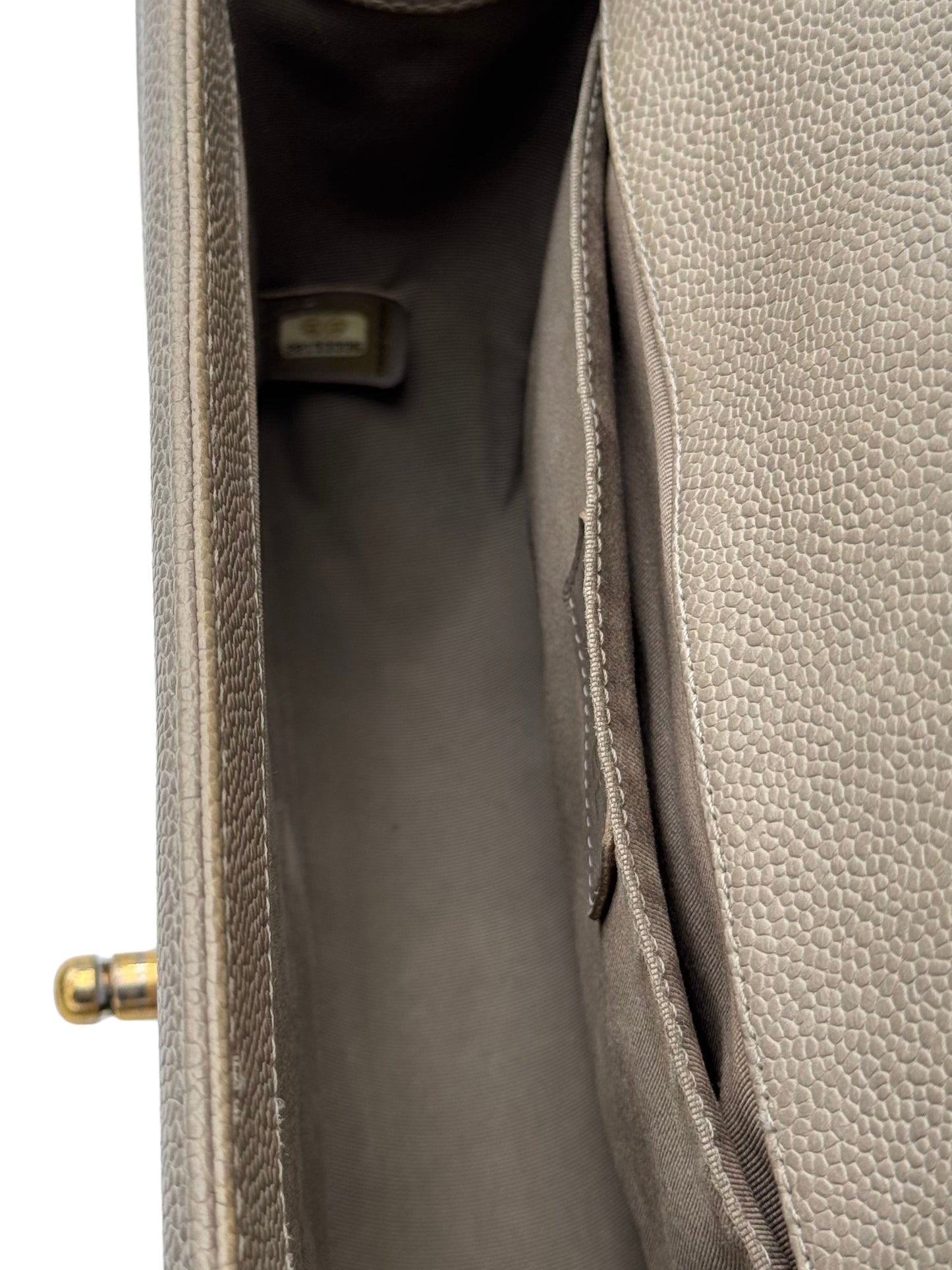 Chanel Boy Medium Beige Caviar Leather