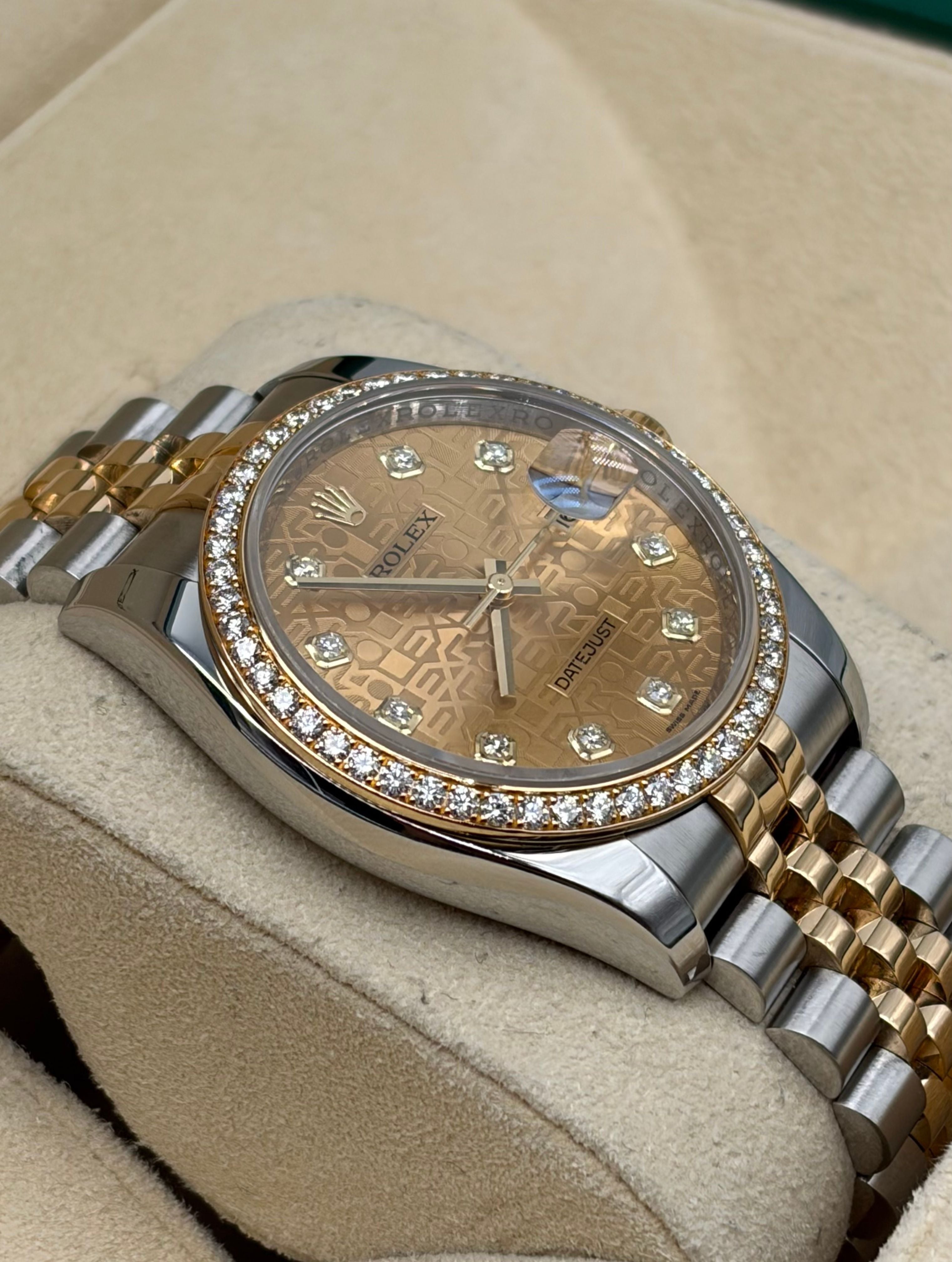Rolex Datejust 36mm Acero/Oro Esfera Aniversario Bisel de Diamantes
