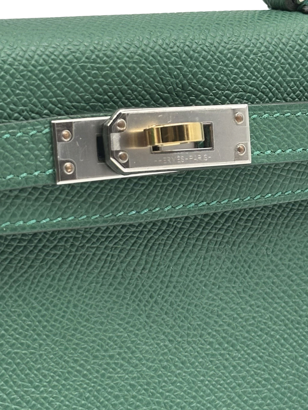 Hermès Kelly Mini Epsom Vert Moyen Electrum