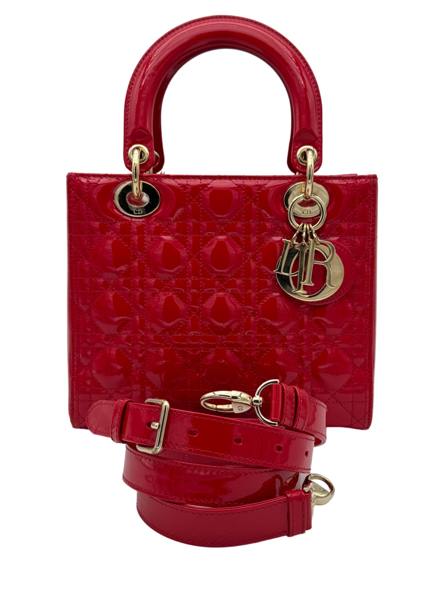 Dior Lady Medium Red Patent Leather