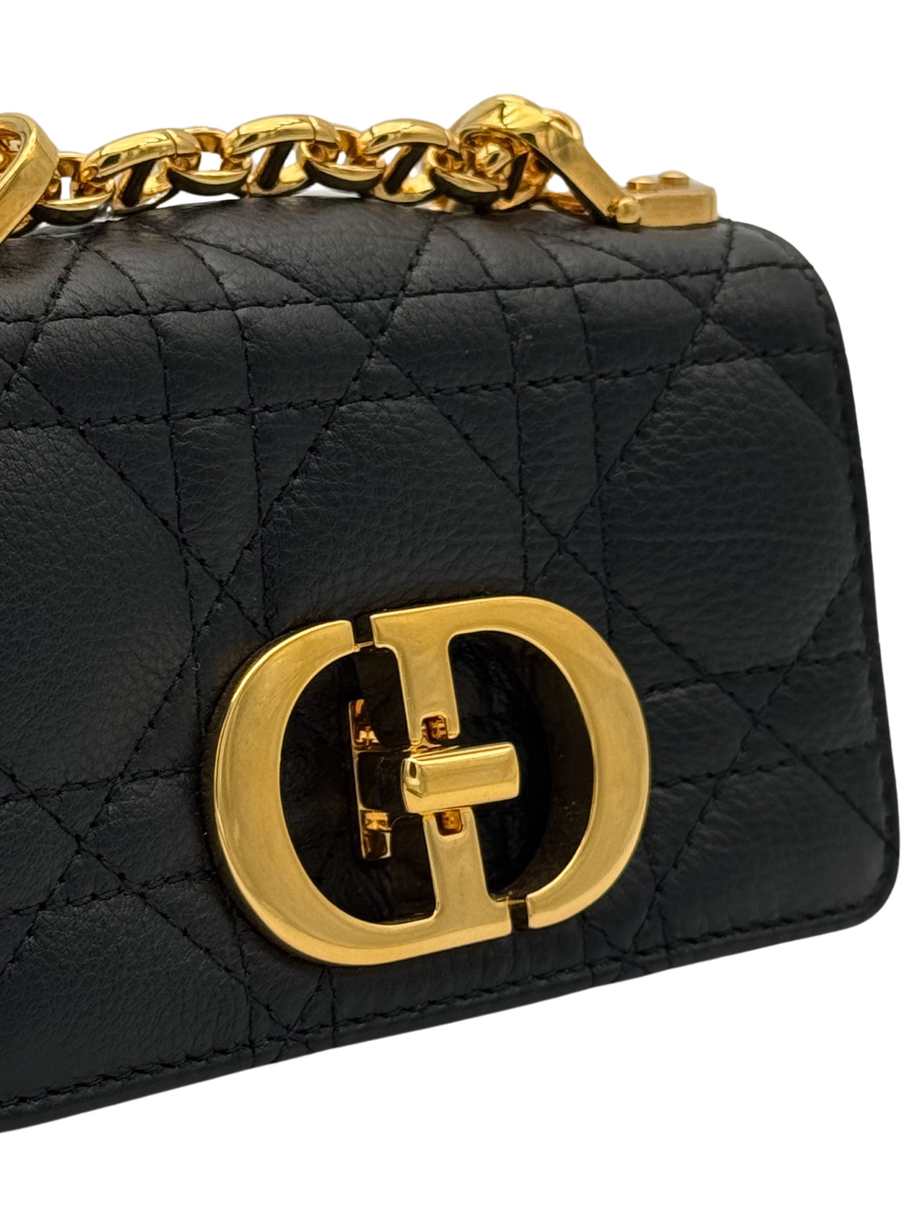 Dior Caro Micro Black Gold Hardware