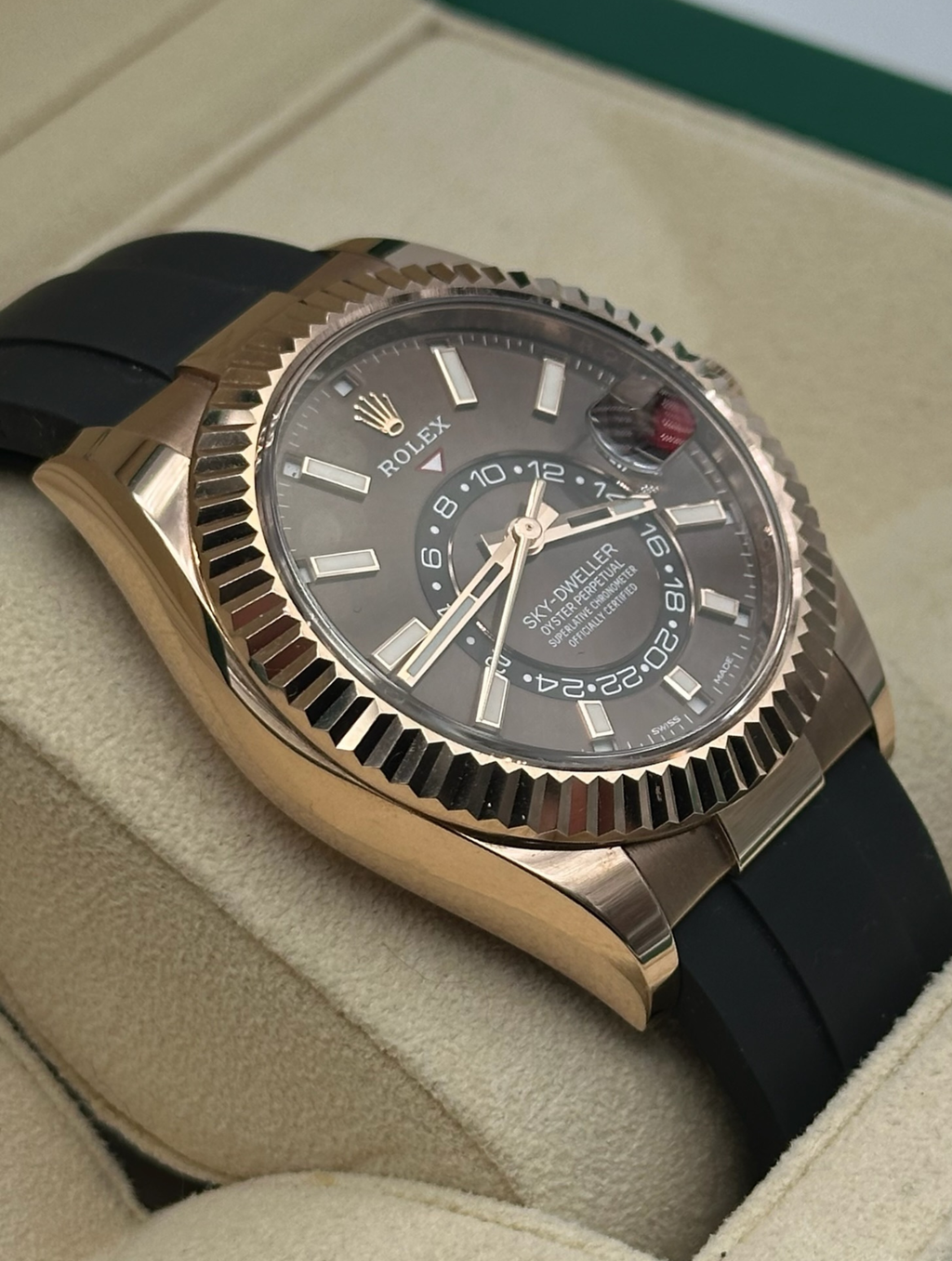 Rolex Sky Dweller Oysterflex Oro Rosa Esf. Chocolate