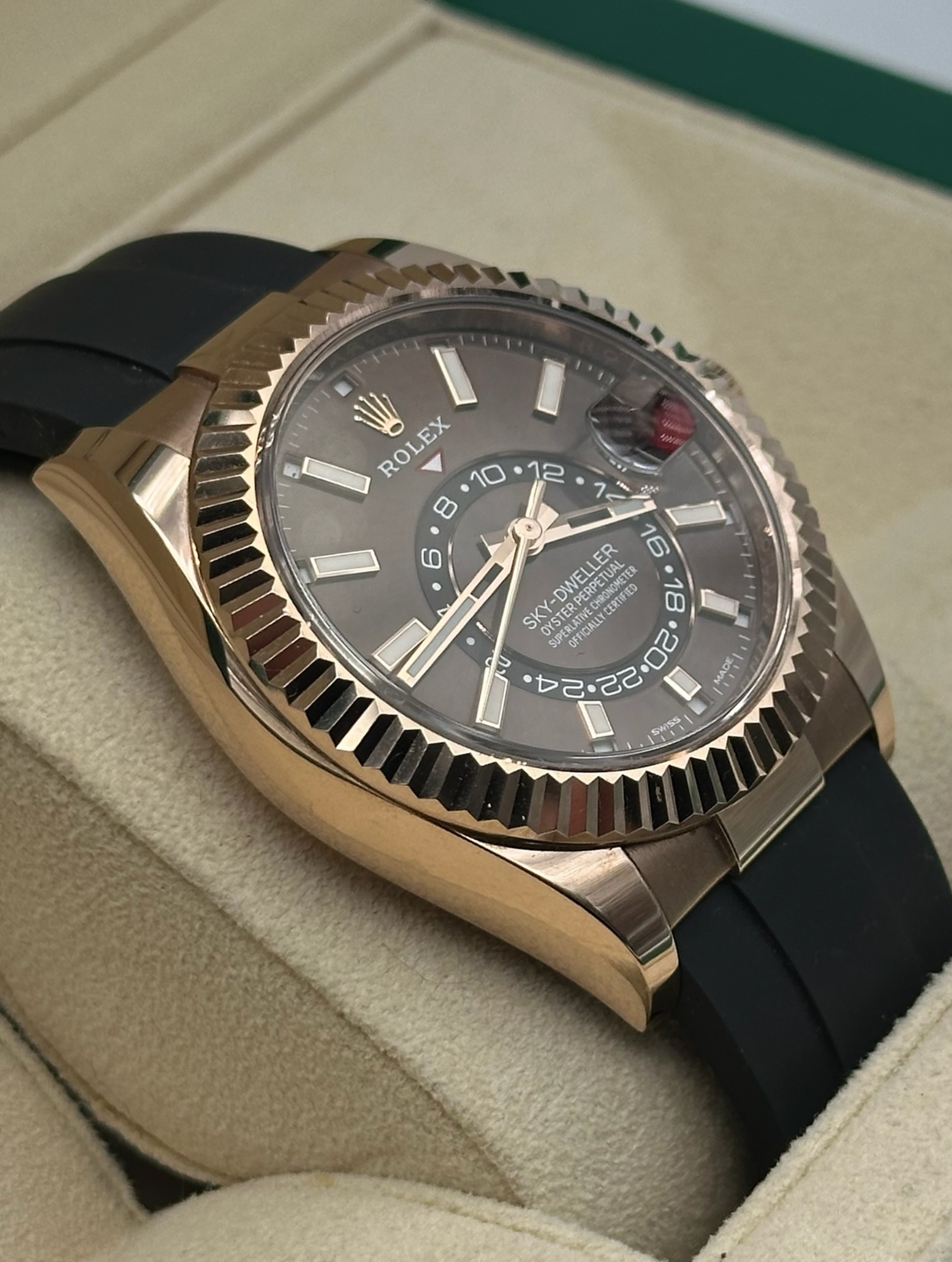 Rolex Sky Dweller Oysterflex Oro Rosa Esf. Chocolate